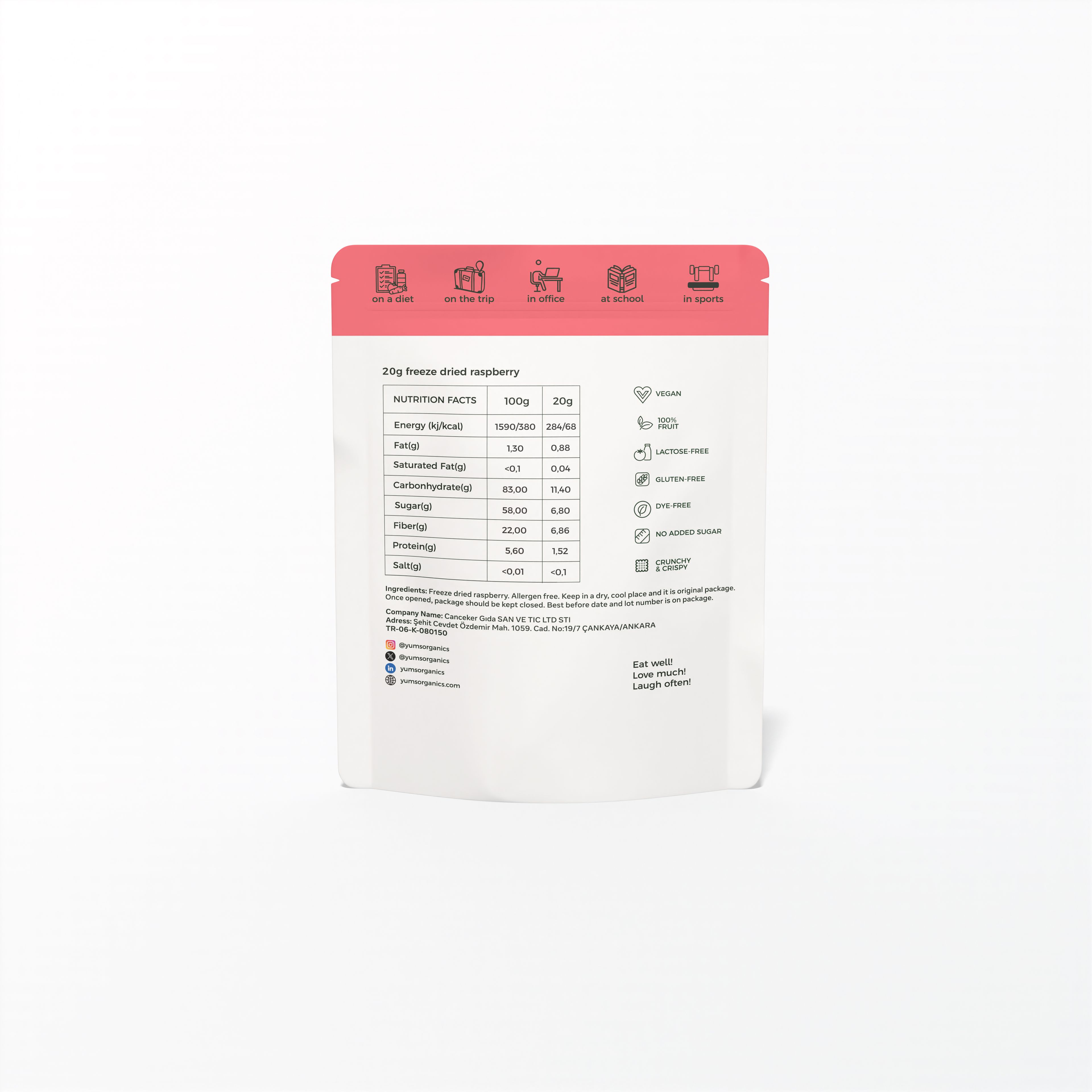 5-pack Freeze Dried Raspberry