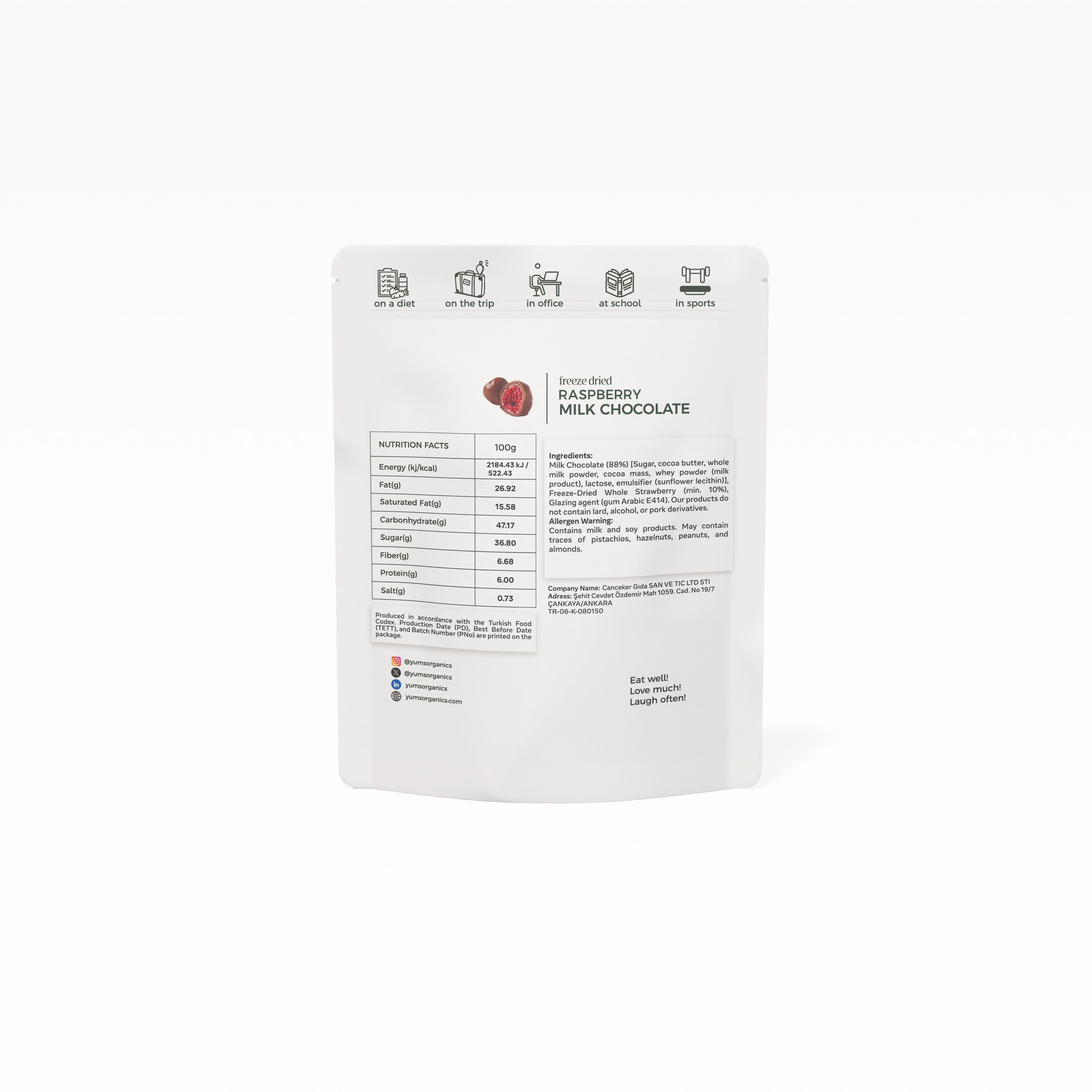 Sütlü Çikolata Kaplı Freeze Dried Ahududu 