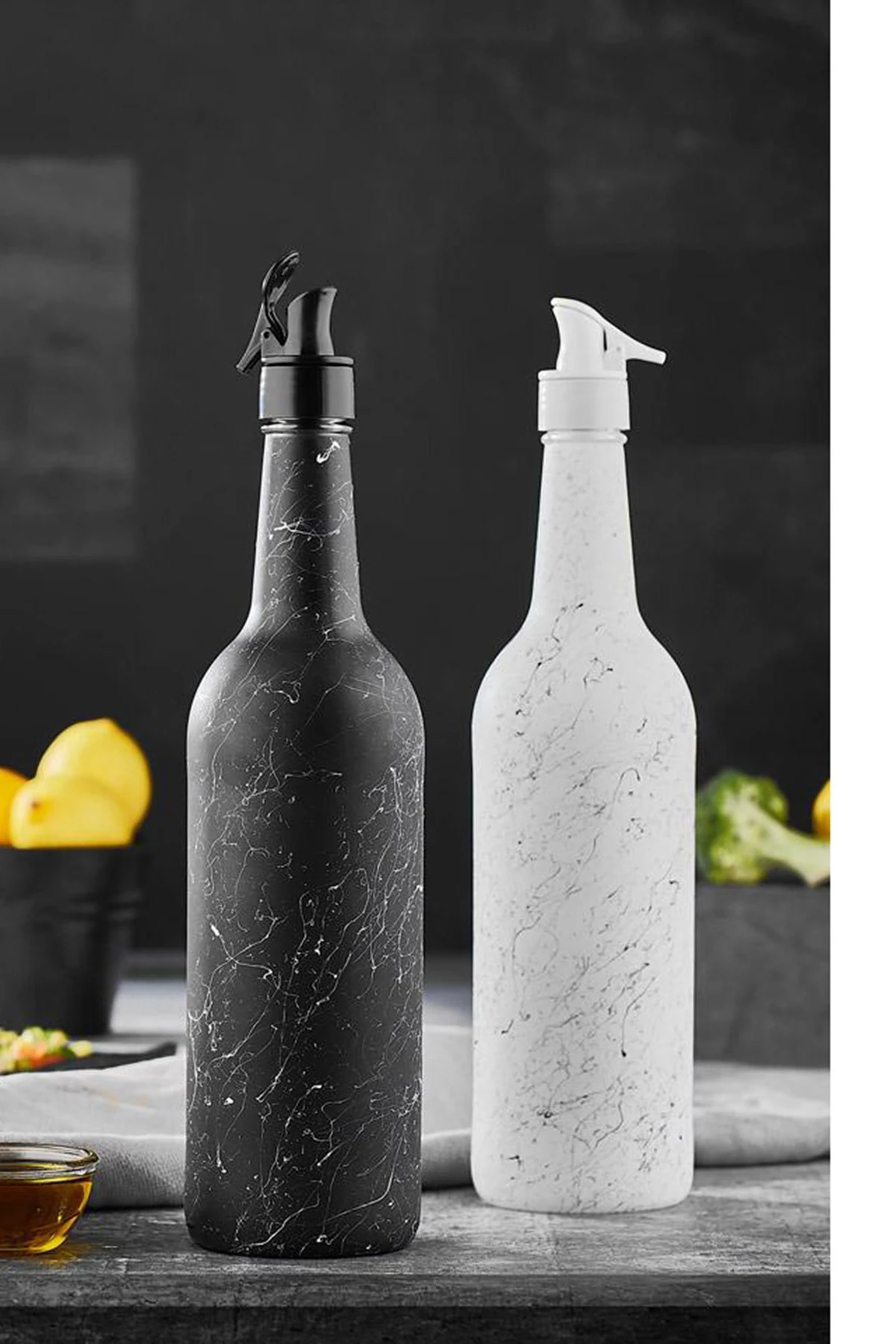 Cam Mermer Desenli Mat Boyalı Yağlık ve Sirkelik Seti 750cc 2'li