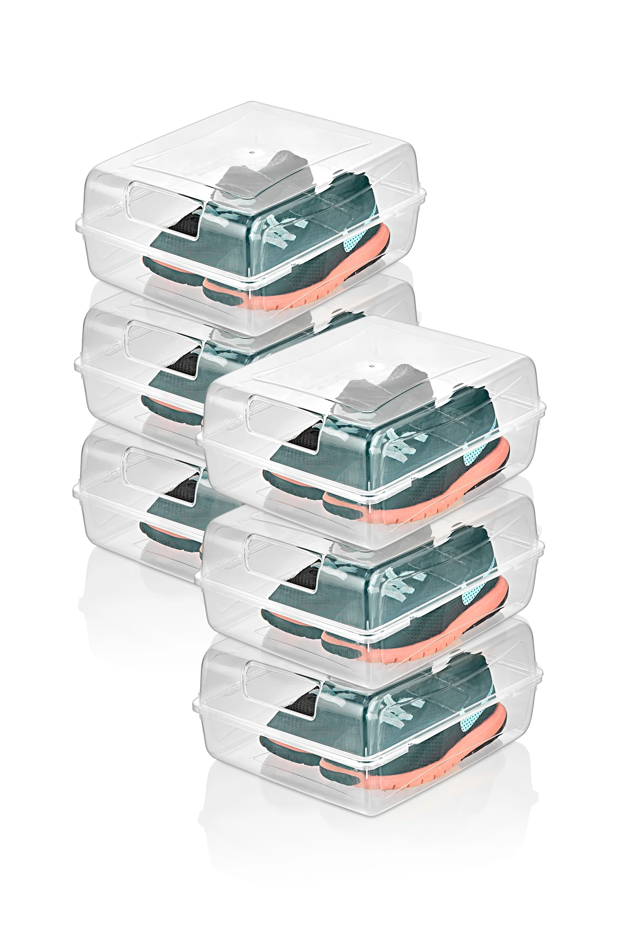 6 Lı Bebek ve Çocuk Ayakkabısı Saklama Kutusu – Kapaklı, Şeffaf, İstiflenebilir Düzenleyici