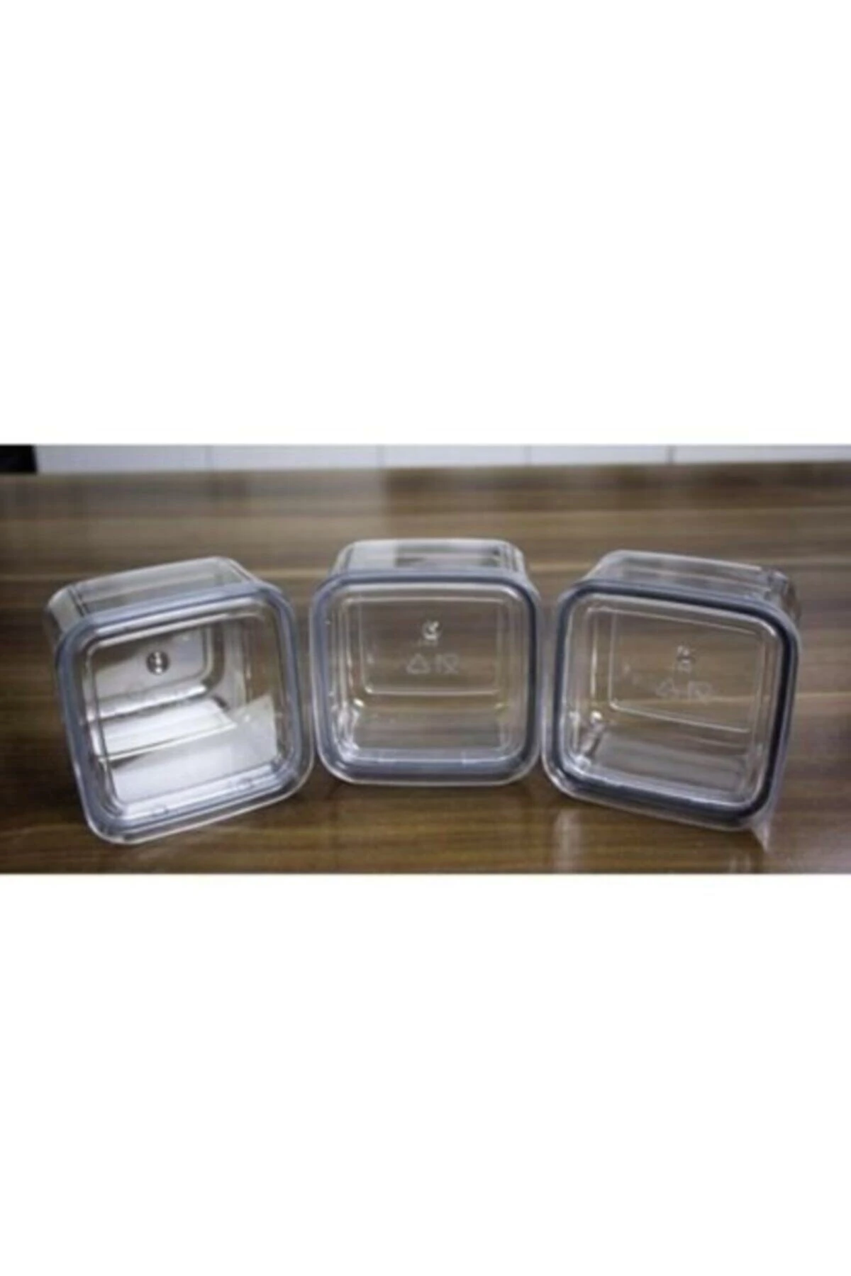 Akrilik Kare Erzak Kabı Bakliyat Kavanozu 3 Lü 0.5 Litre