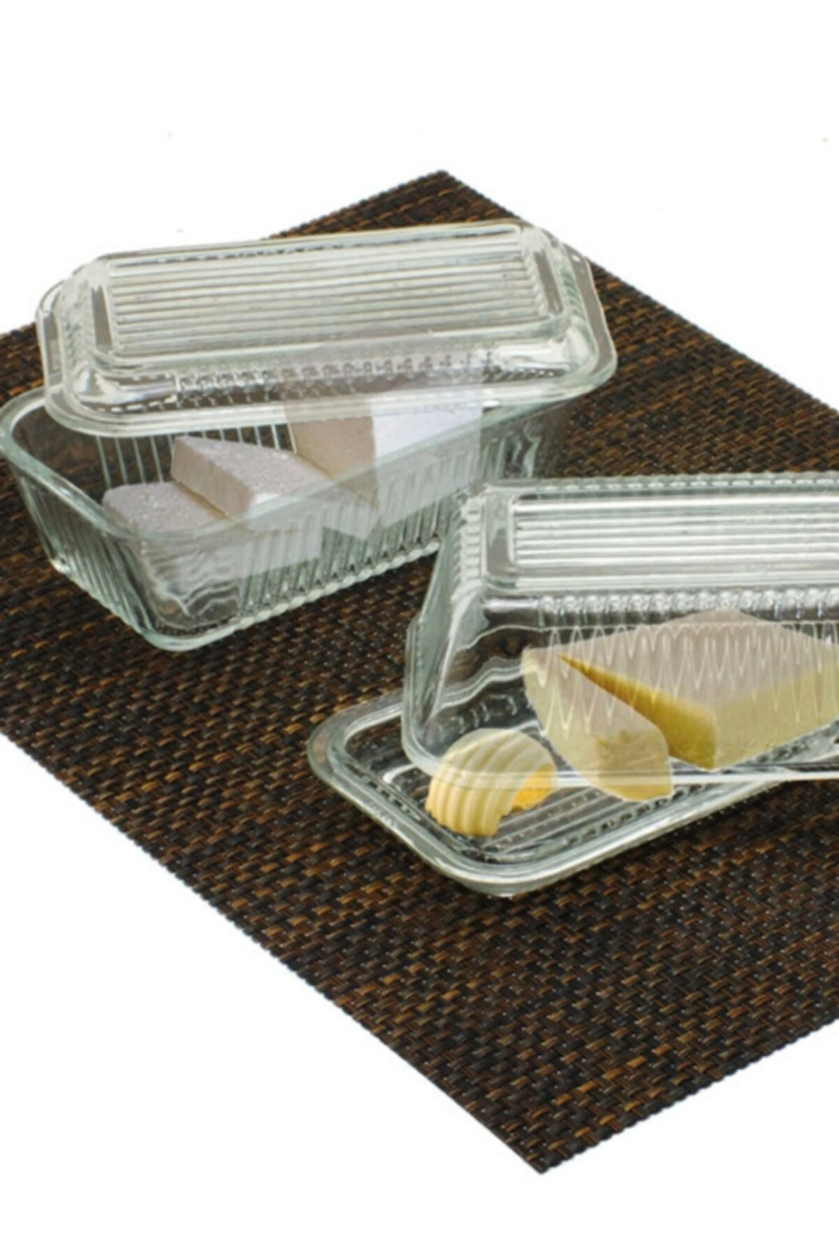 Cam Tereyağlık Veya Peynir Tabağı