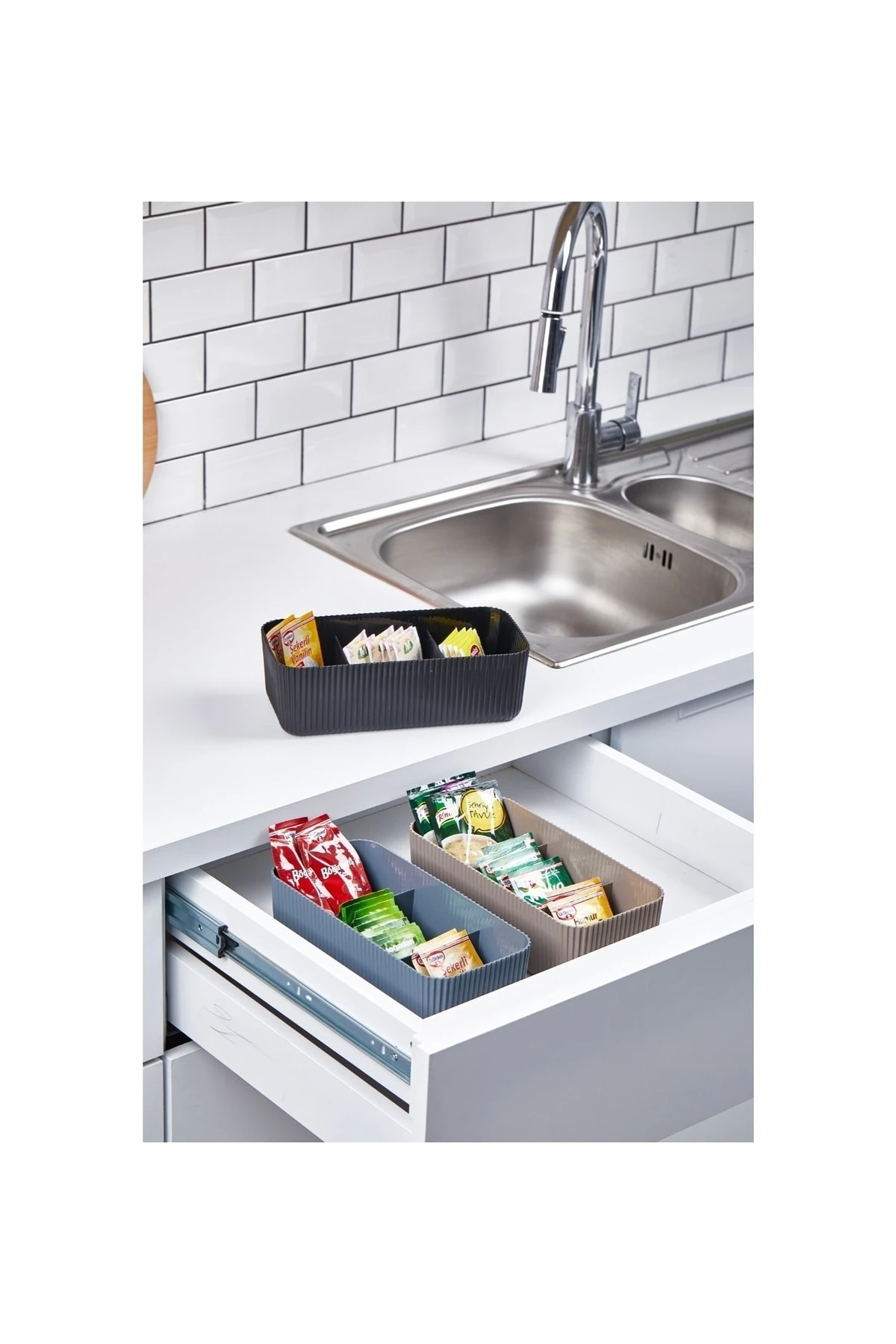 3 Bölmeli Istiflenebilir Çok Amaçlı Saklama Kutusu - Düzenleyici