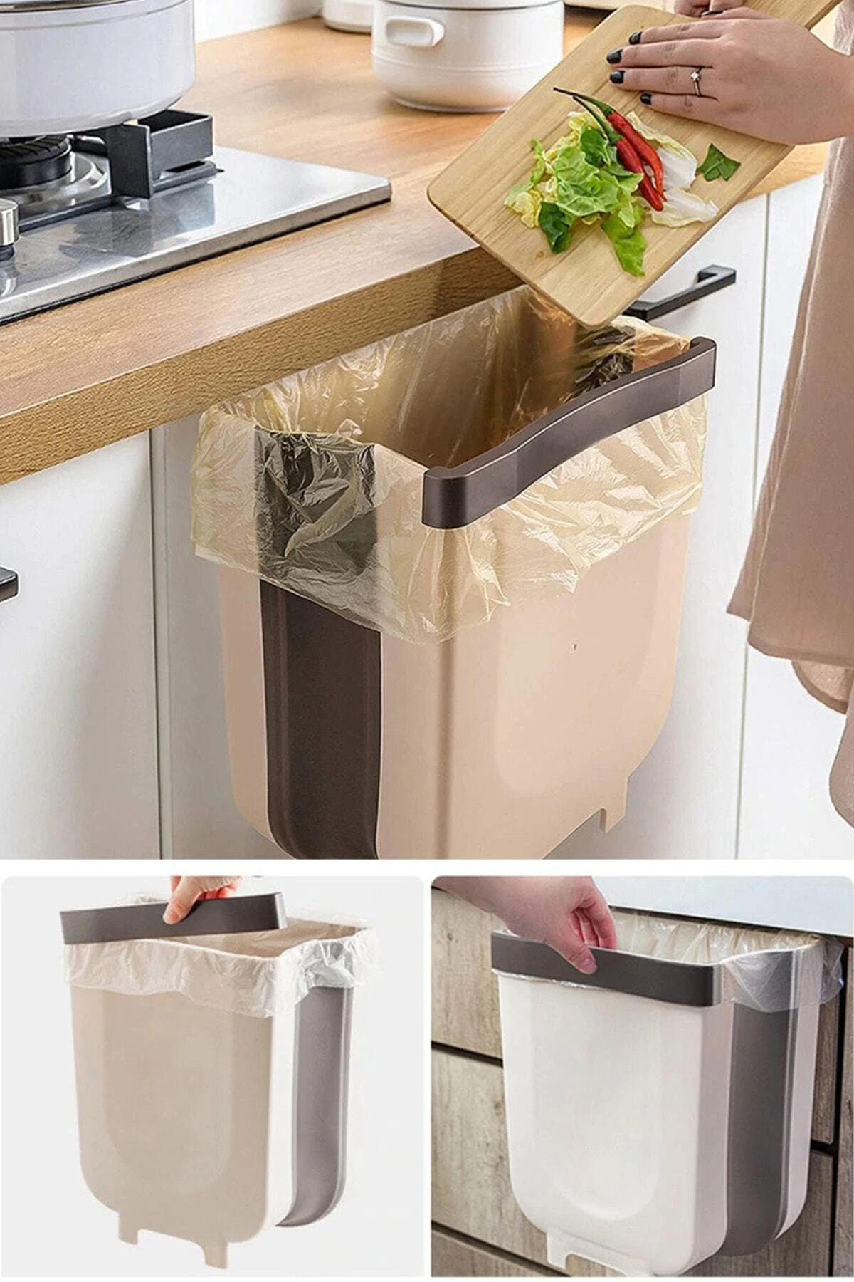 Askılı Portatif Katlanabilir Çöp Kovası