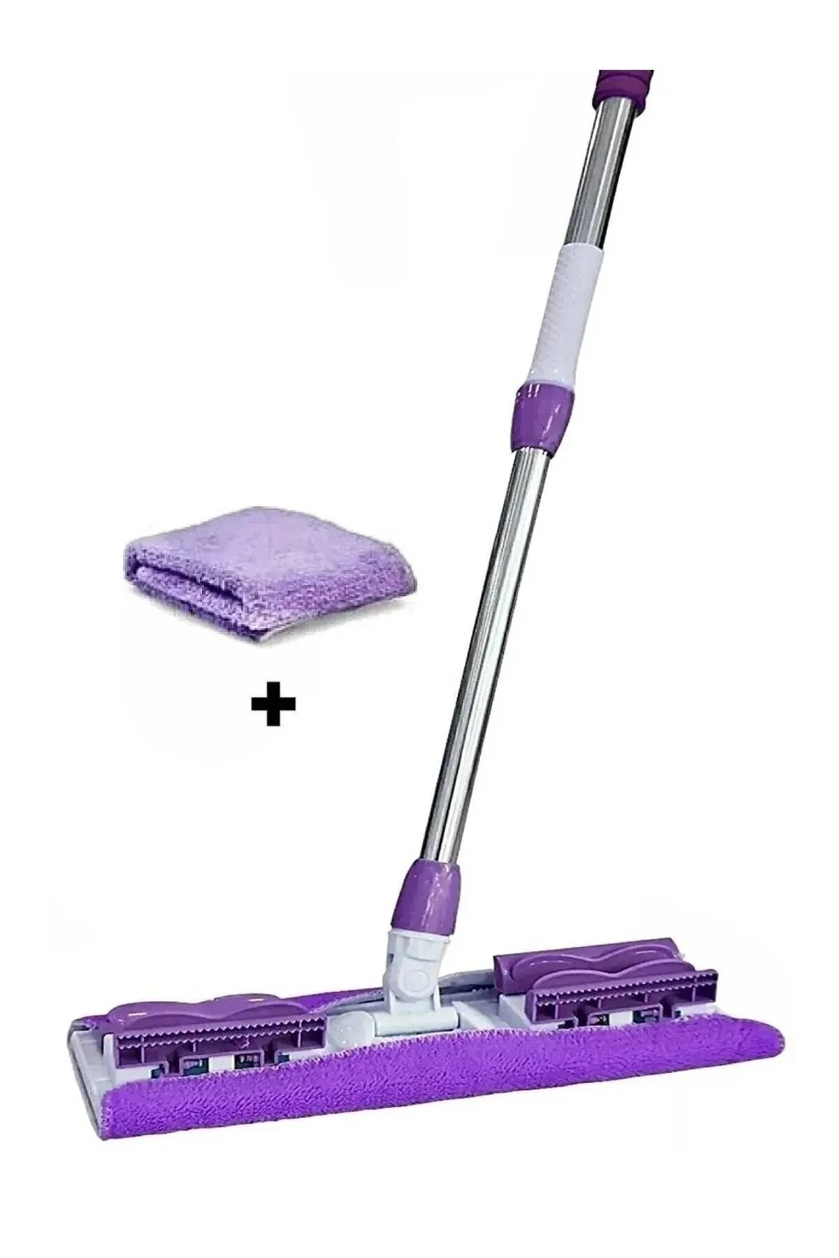 ( 1 Adet Yedek Bez Hediyeli ) Yer Mopu Fayans Duvar Yüzey Temizlik Mikrofiber Mandallı Mop