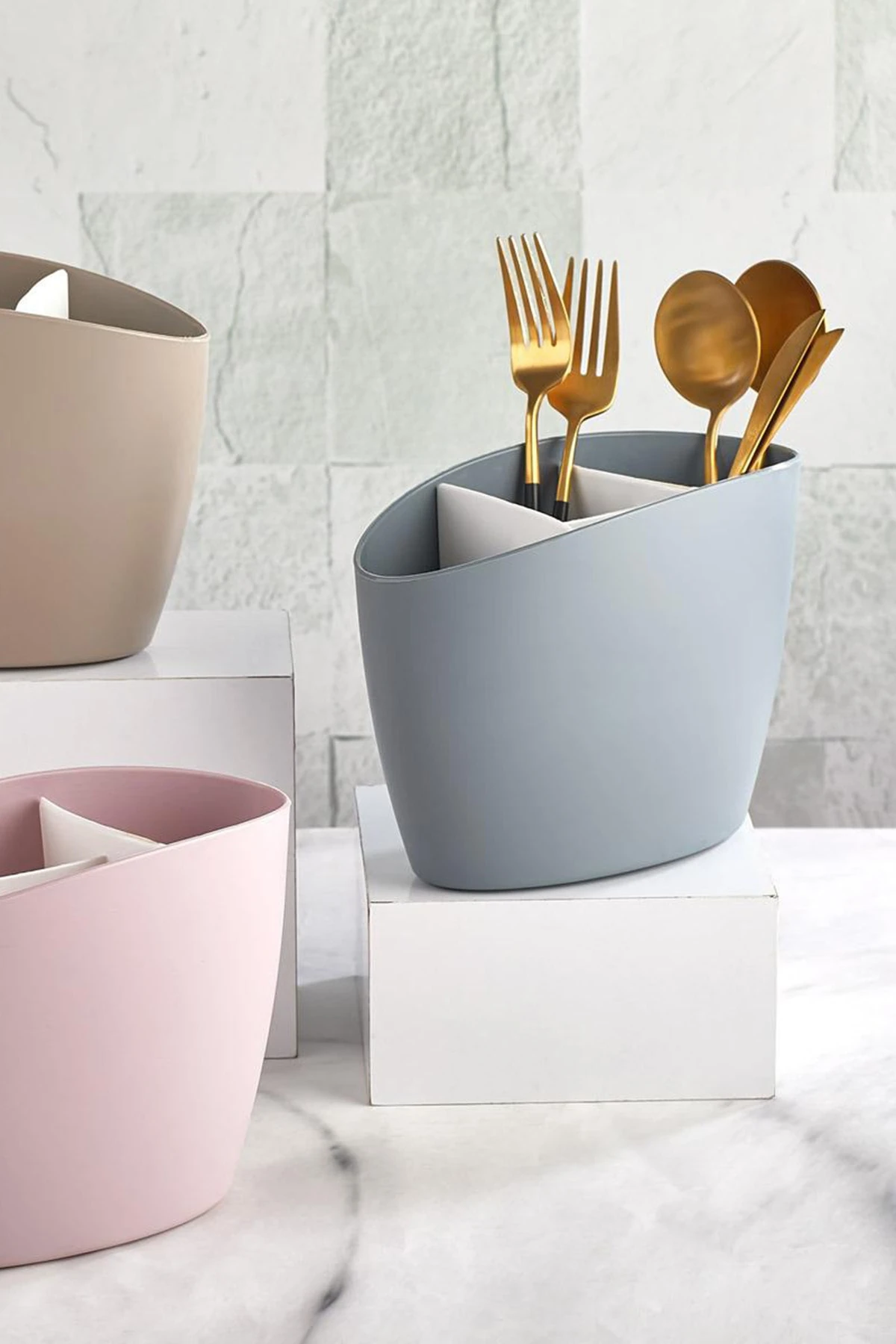 4 Bölmeli Tezgah Üstü Kaşıklık Dik Kaşıklık