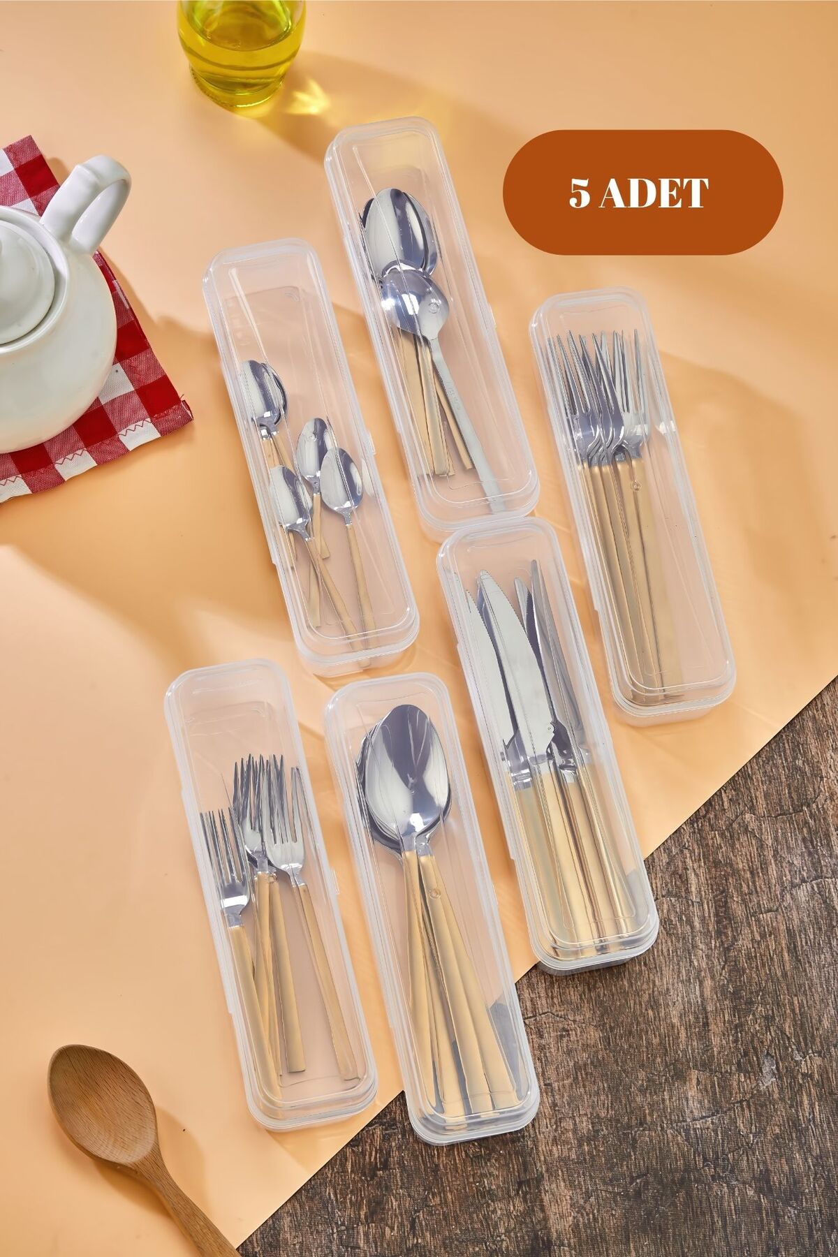 5 Adet Kaşıklık Saklama Kabı – Kaşık Çatal Taşıma Kutusu