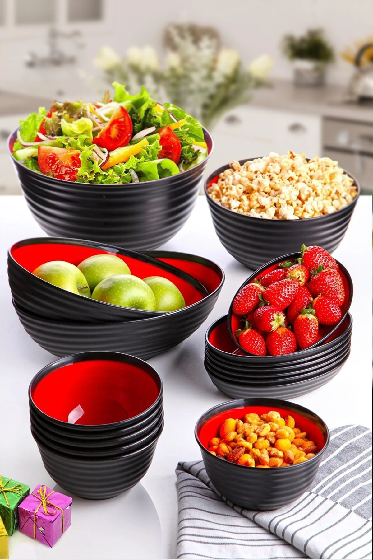 16 Parça Servis Sunum Seti - Hazırlık Seti Salata Kasesi Çerezlik (ÇOK FONKSİYONLU KULLANIM)