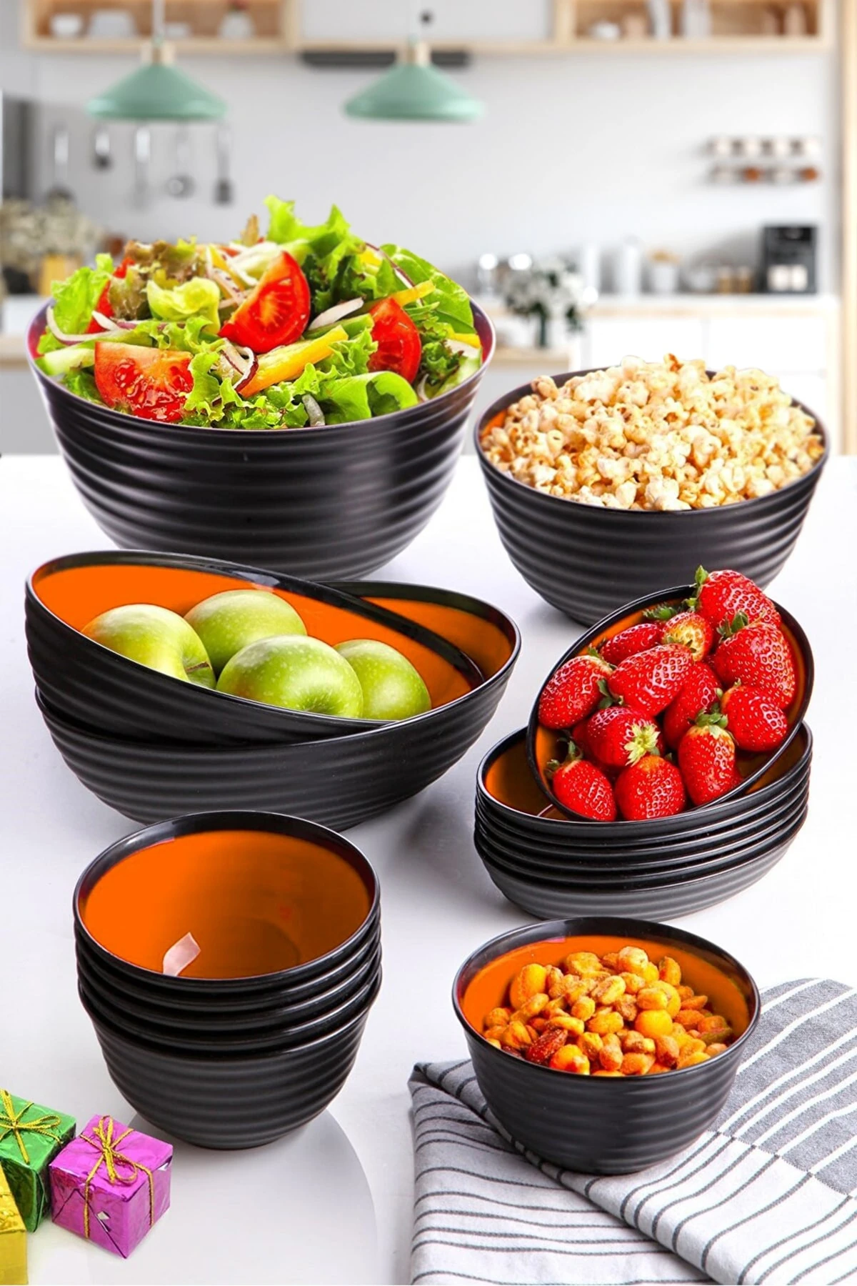 16 Parça Servis Sunum Seti - Hazırlık Seti Salata Kasesi Çerezlik (ÇOK FONKSİYONLU KULLANIM)