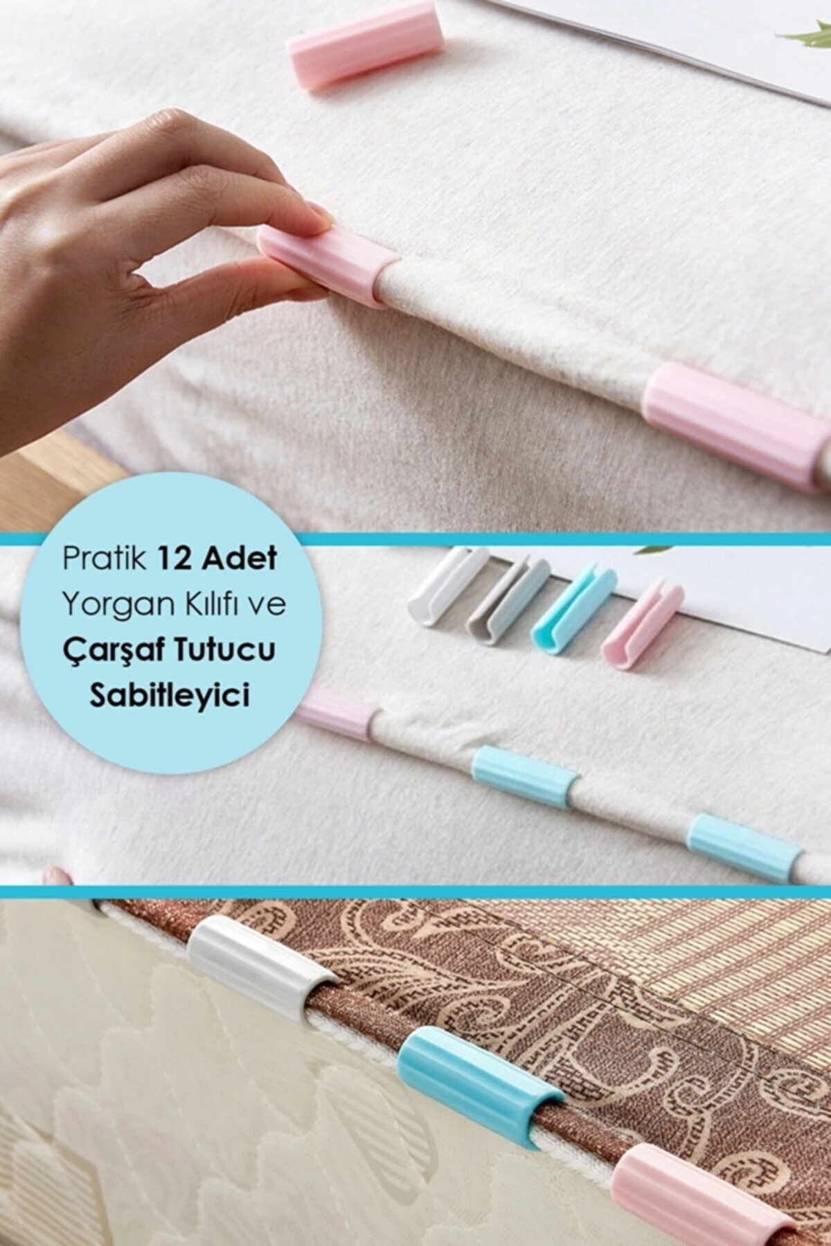 12 Adet Sabitleyici Tutucu Klips