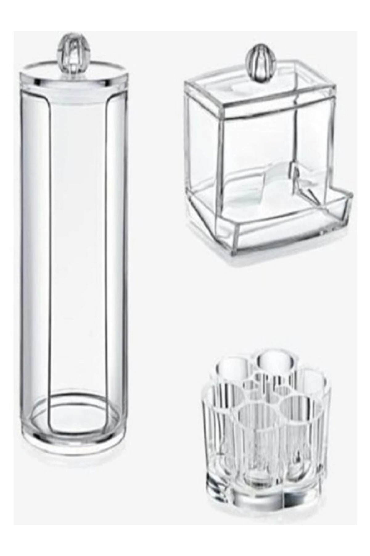 Akrilik Lüx 3'lü Makyaj Organizer Set