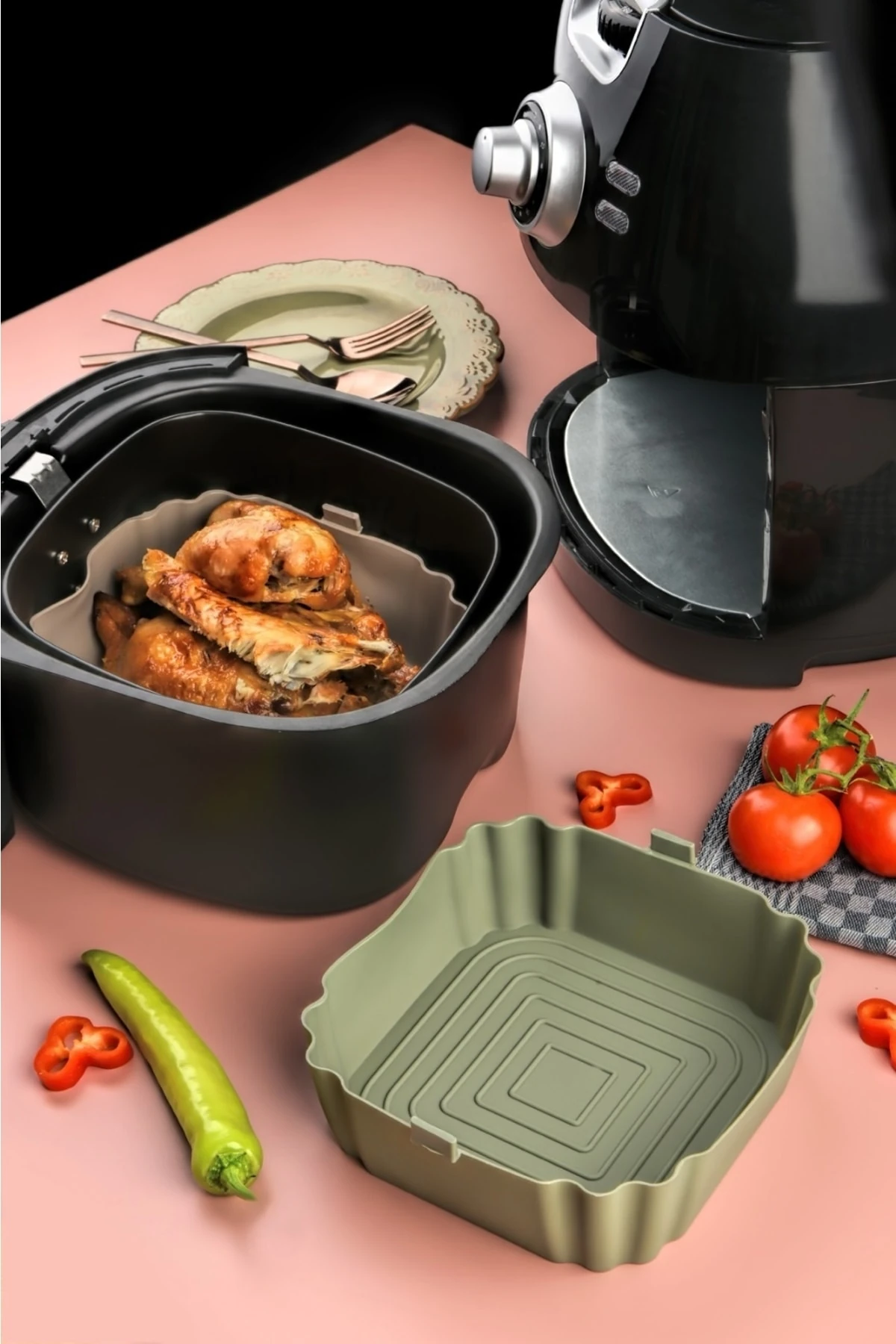 Airfryer Silikon Pişirme Kabı Tüm Airfryer'lere Uyumlu