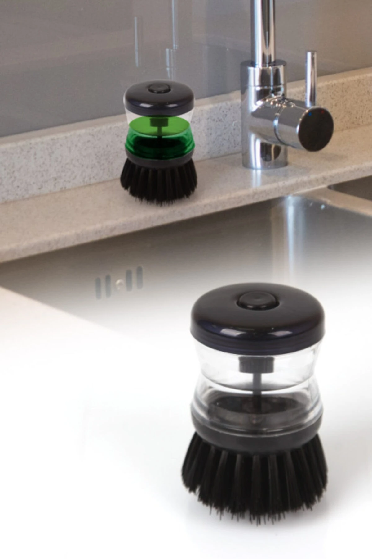 Plastik Hazneli Üstten Basmalı Bulaşık Fırçası