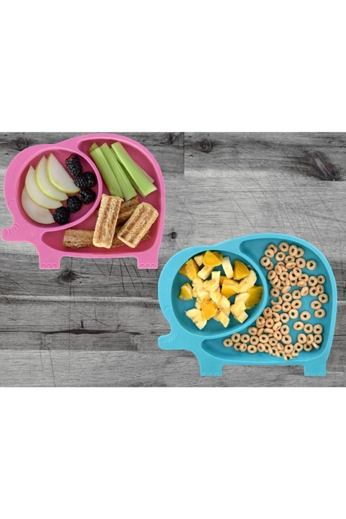 2li Fil Model Bölmeli Mama Tabağı 1 Adet Mavi 1 Adet Pembe