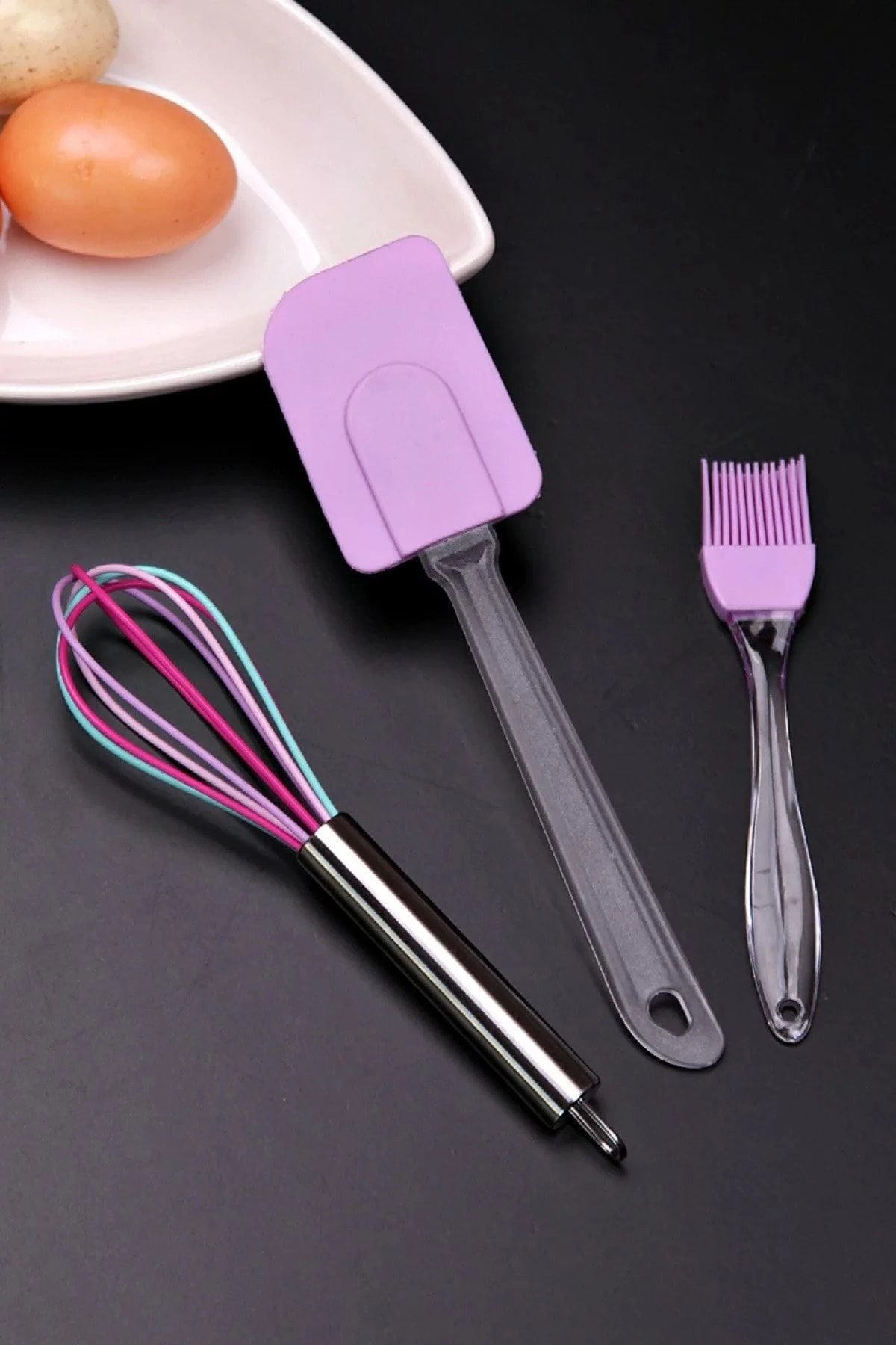 3 Lü Mutfak Takımı Silikon Set Lila