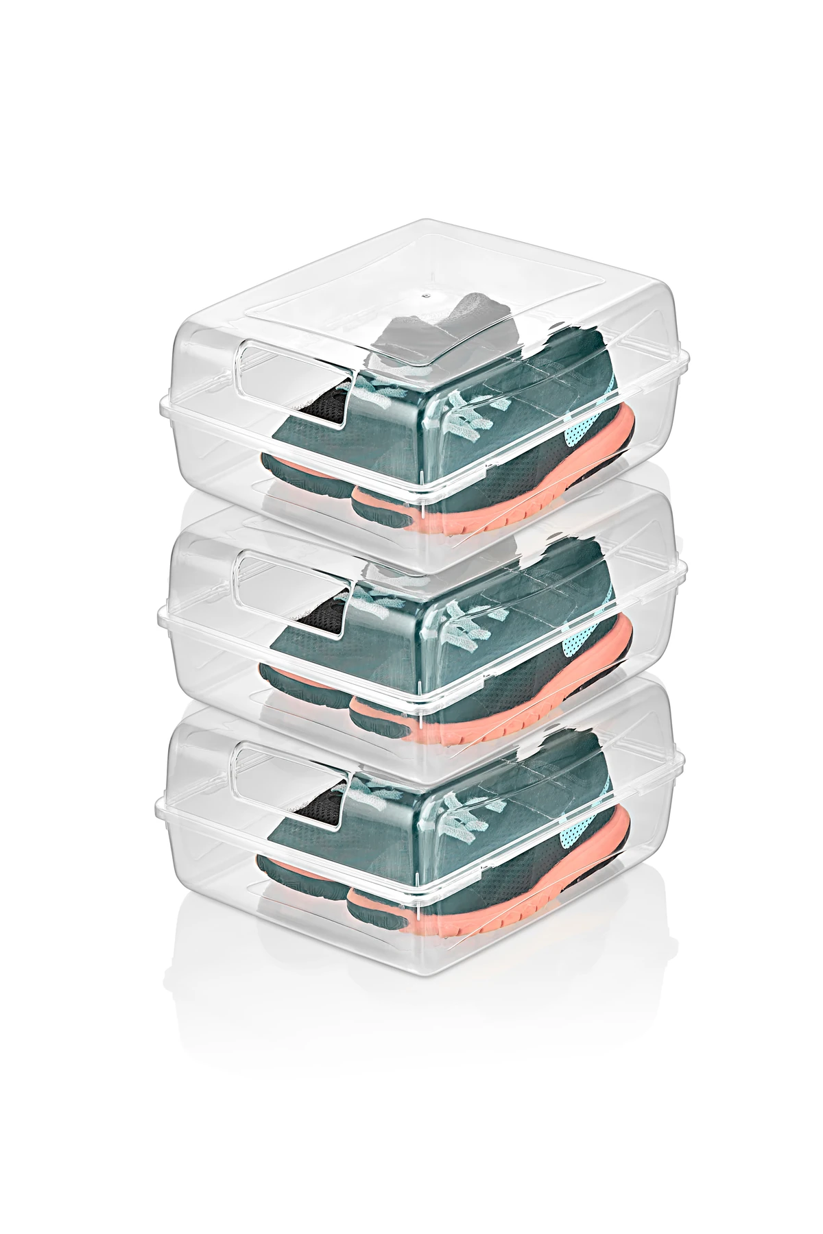 3 Lü Bebek ve Çocuk Ayakkabısı Saklama Kutusu – Kapaklı, Şeffaf, İstiflenebilir Düzenleyici