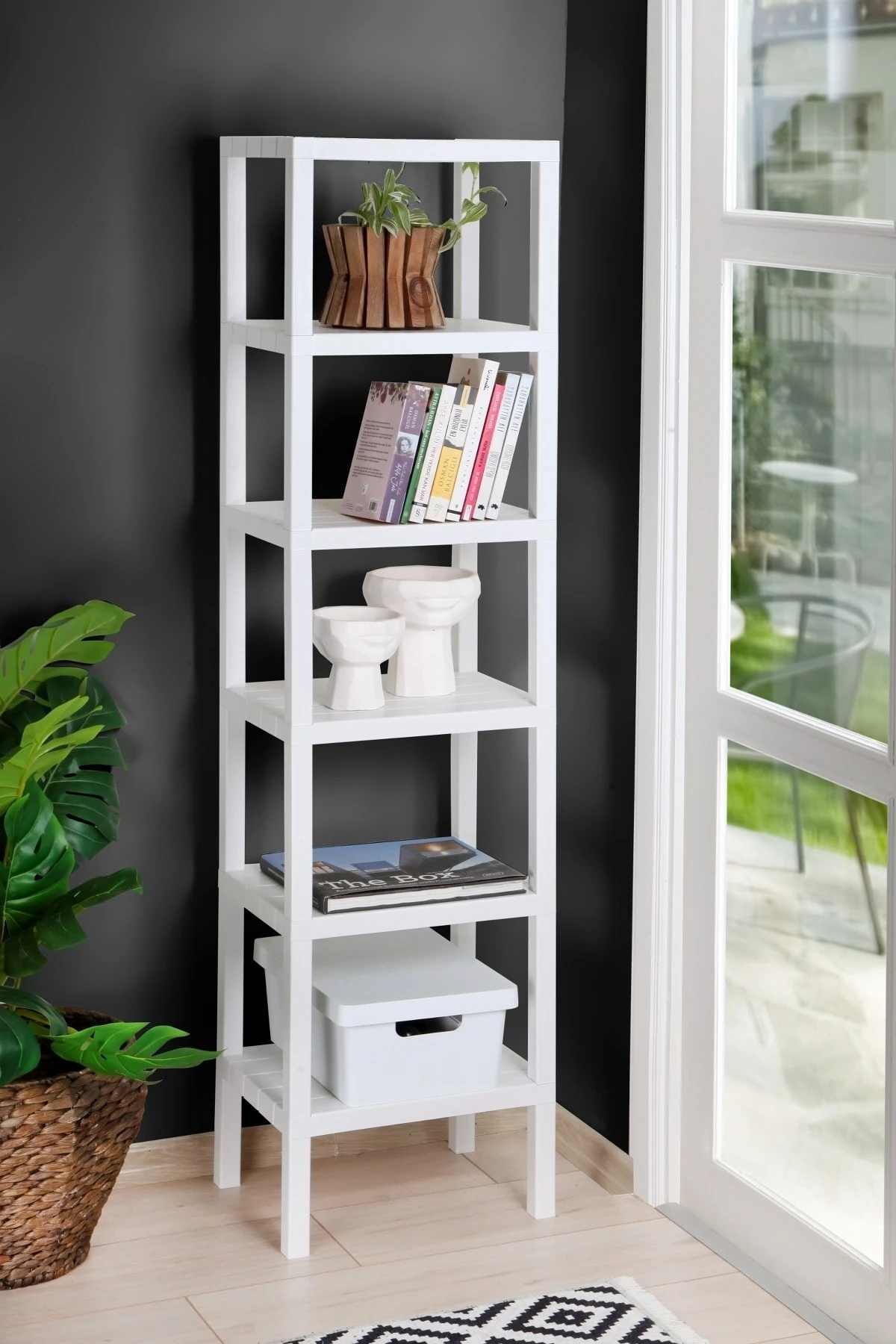 6 Katlı Düzenleyici Plastik Raf Ünitesi Beyaz , Kitaplık, Banyo, Mutfak Rafı. Ayakkabılık