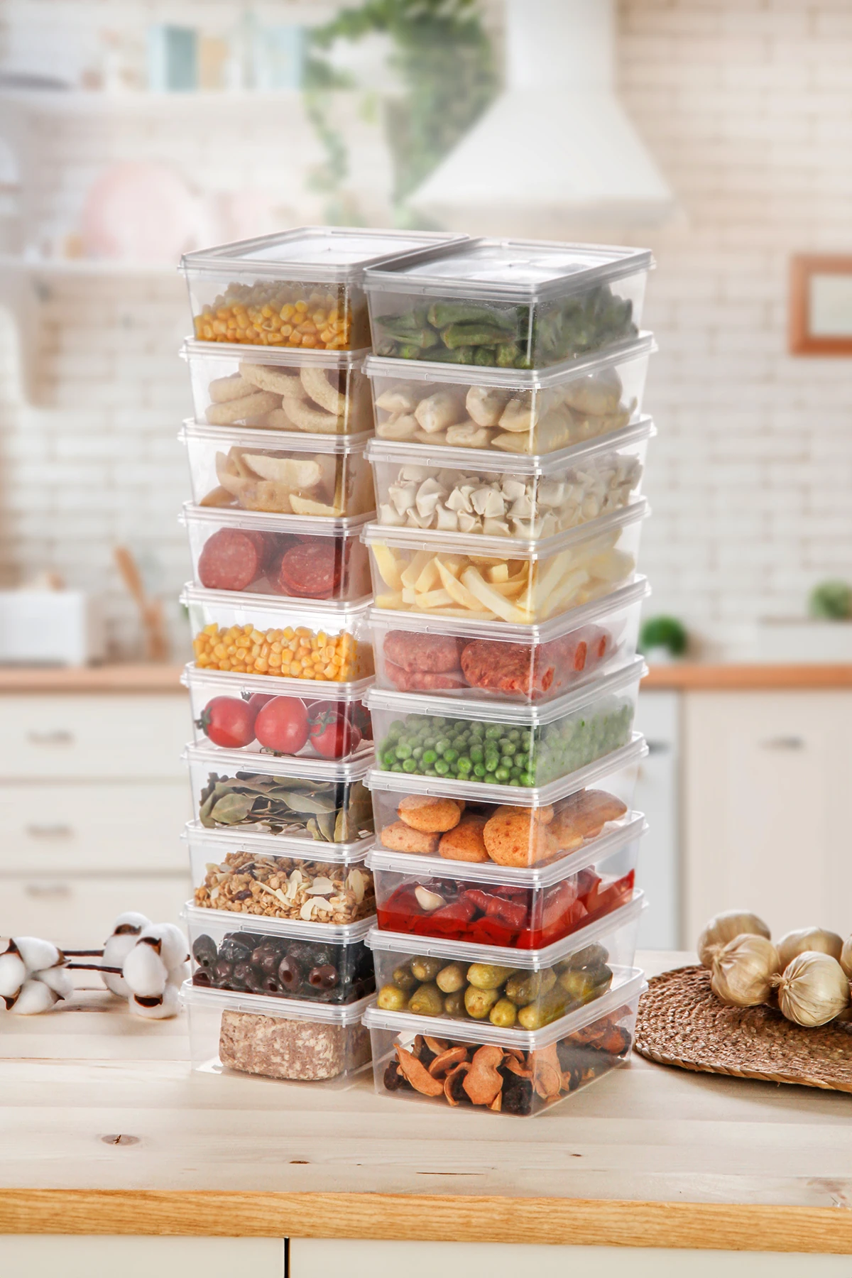 20 Adet 1 Lt. Kendinden Kapaklı Difrize Uygun Buzluk Saklama Kabı Düzenleyici