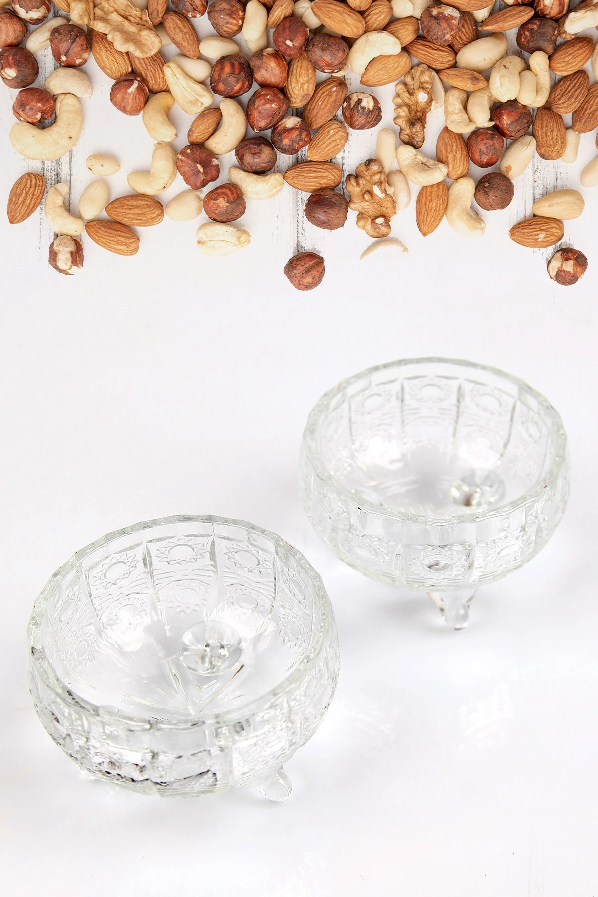 2 Li Kristal 3 Ayaklı Lüx Çerezlik Kase Takım Kristal