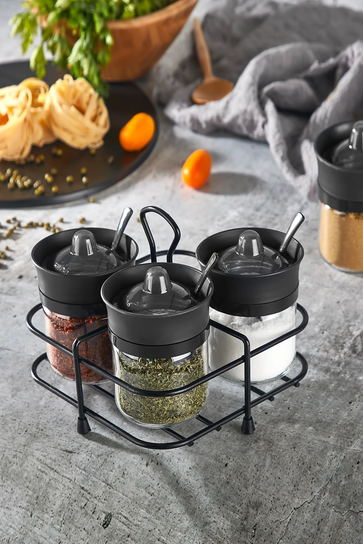 4'lü Cam Tetra Baharatlık Seti