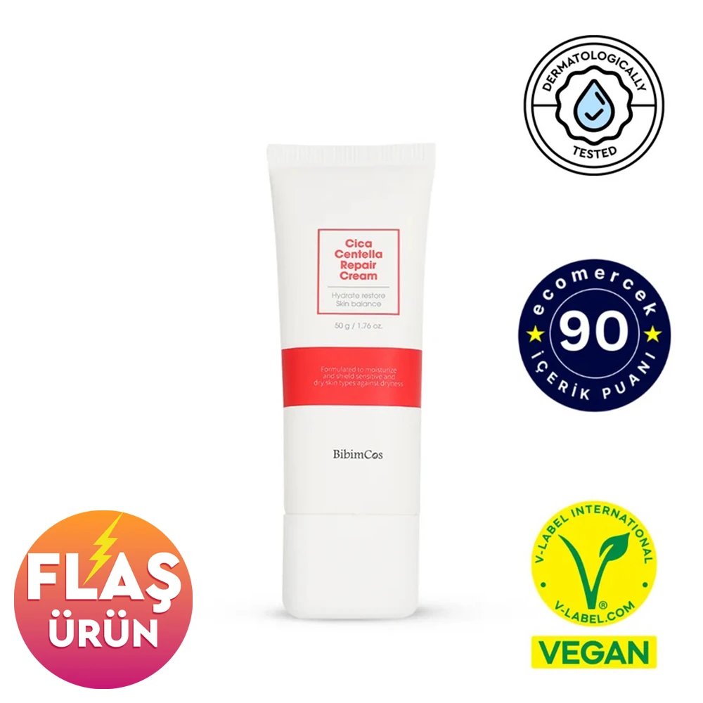 Bibimcos Cica Centella Repair Cream 50gr - Cilt Onarıcı ve Sakinleştirici Krem