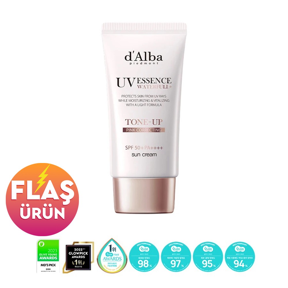 d'Alba Waterfull Essence Tone Up Sun Cream - SPF50+ PA++++ Aydınlatıcı ve Ton Eşitleyici Güneş Kremi 50ml