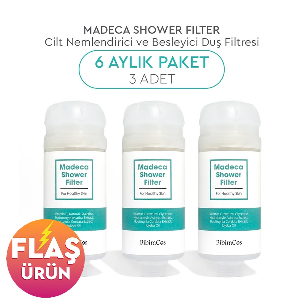 Bibimcos Madeca Shower Filter - Cilt Nemlendirici ve Besleyici Duş Filtresi 3'lü (6 Aylık Paket)