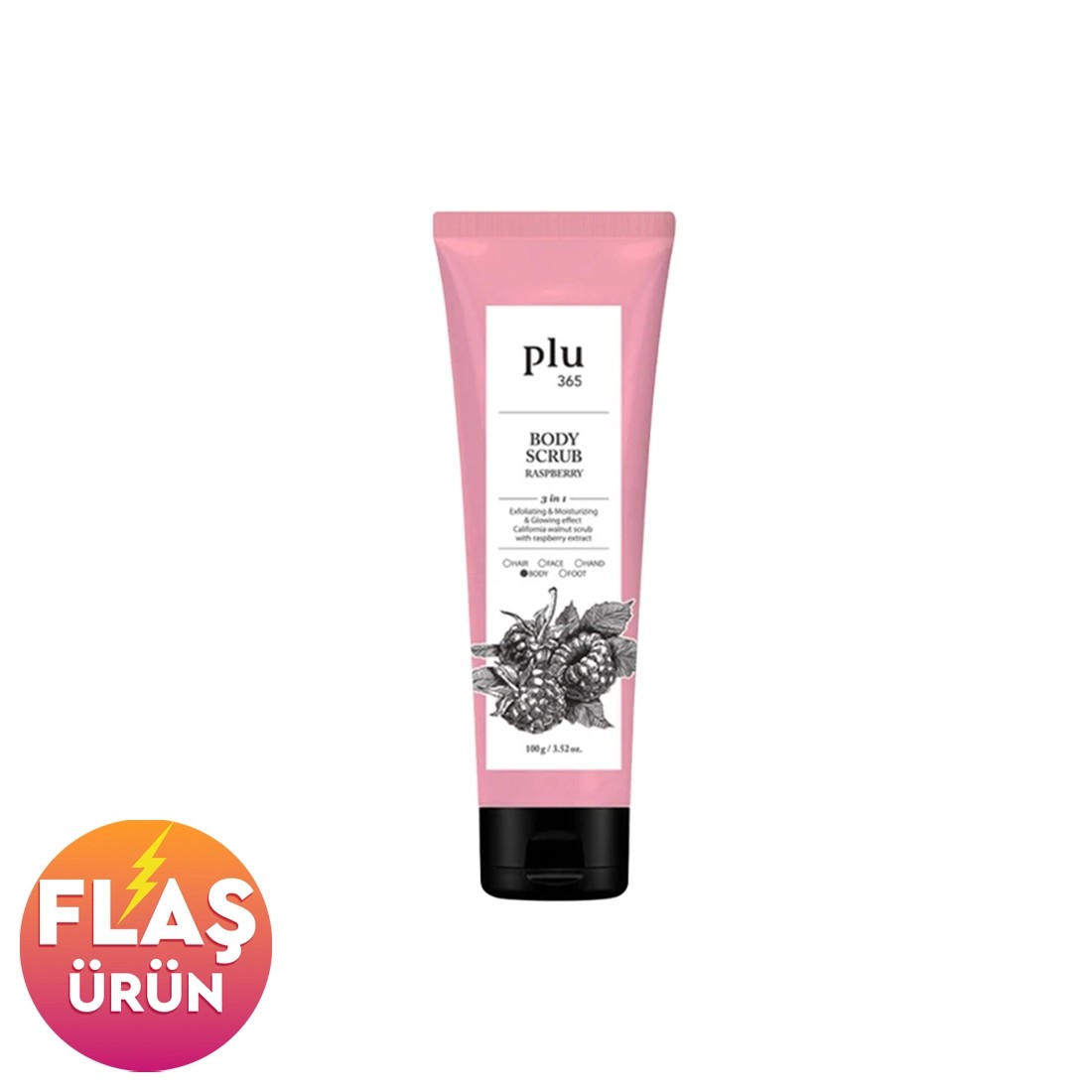 Plu365 Body Scrub Raspberry 100 gr - Ahududu Kokulu Vücut Peelingi