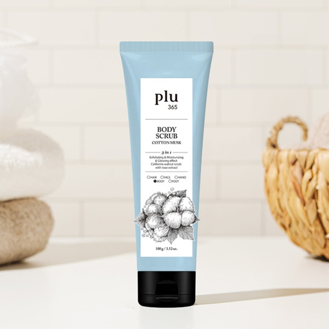 Plu 365 Body Scrub Cotton Musk 100 gr - Pamuk Çiçekli Vücut Peelingi