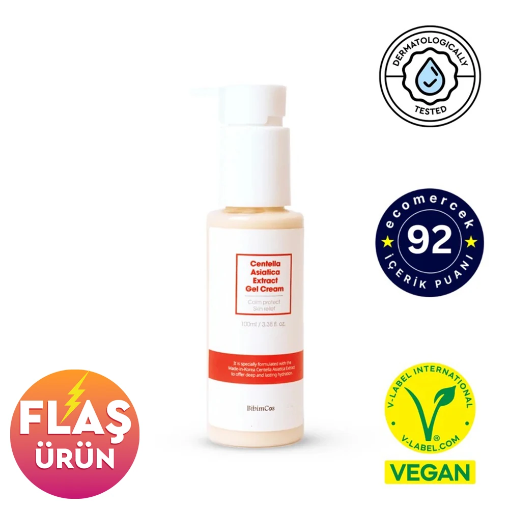 Bibimcos Centella Asiatica Extract Gel Cream 100ml - Cilt Yatıştırıcı ve Nemlendirici Jel Krem