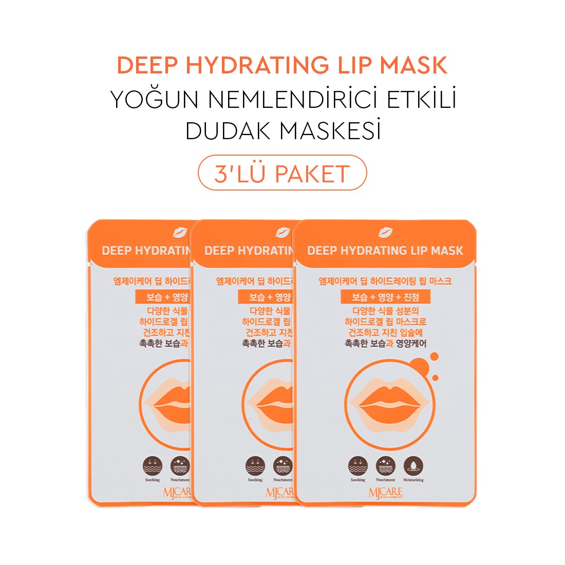 Mjcare Deep Hydrating Lip Mask - Yoğun Nemlendirici Dudak Maskesi 3'lü
