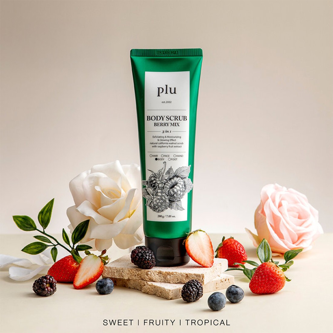 Plu Original Body Scrub Berry Mix 200 gr - Kırmızı Meyveli Vücut Peelingi