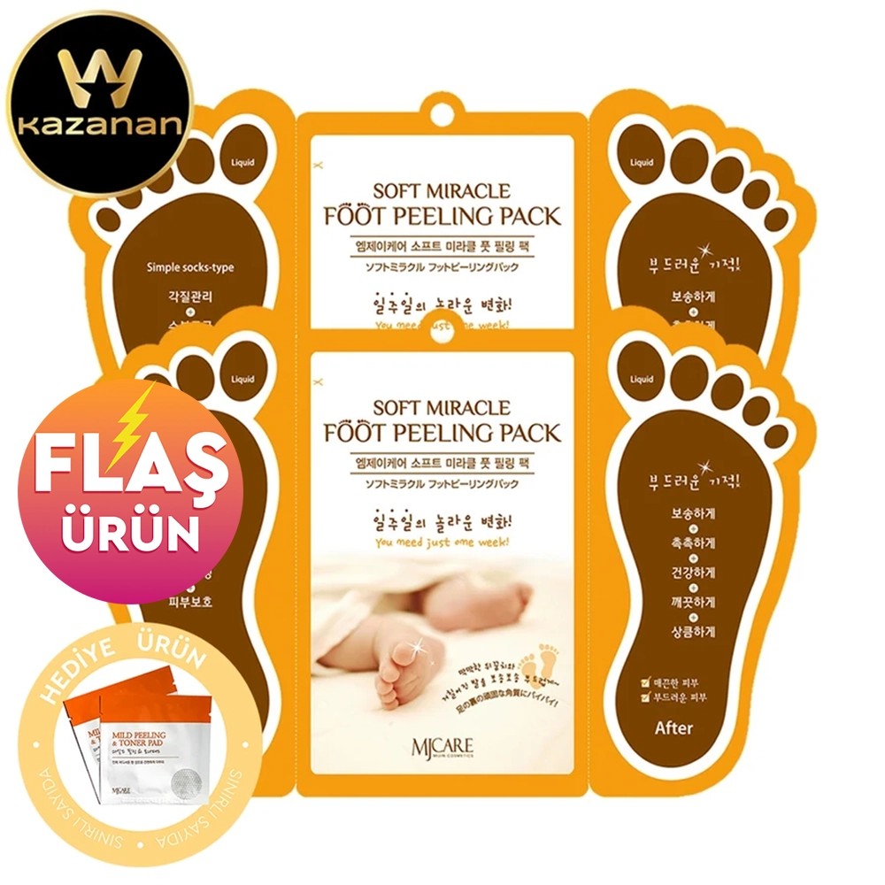 Mjcare Miracle Foot Peeling Pack - Mjcare Çorap Tipi Ayak Peeling Maskesi 2'li