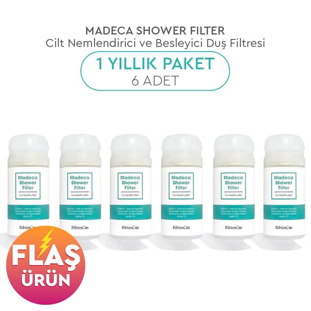 Bibimcos Madeca Shower Filter - Cilt Nemlendirici ve Besleyici Duş Filtresi 6'lı (1 Yıllık Paket)