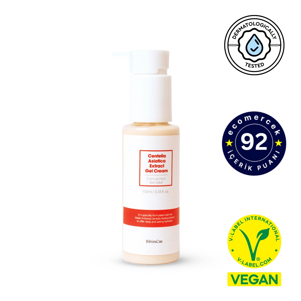 Bibimcos Centella Asiatica Extract Gel Cream 100ml - Cilt Yatıştırıcı ve Nemlendirici Jel Krem