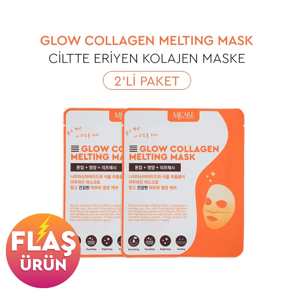 Mjcare Glow Collagen Melting Mask - Hydrojel Şeffaflaşan Eriyen Maske 2'li