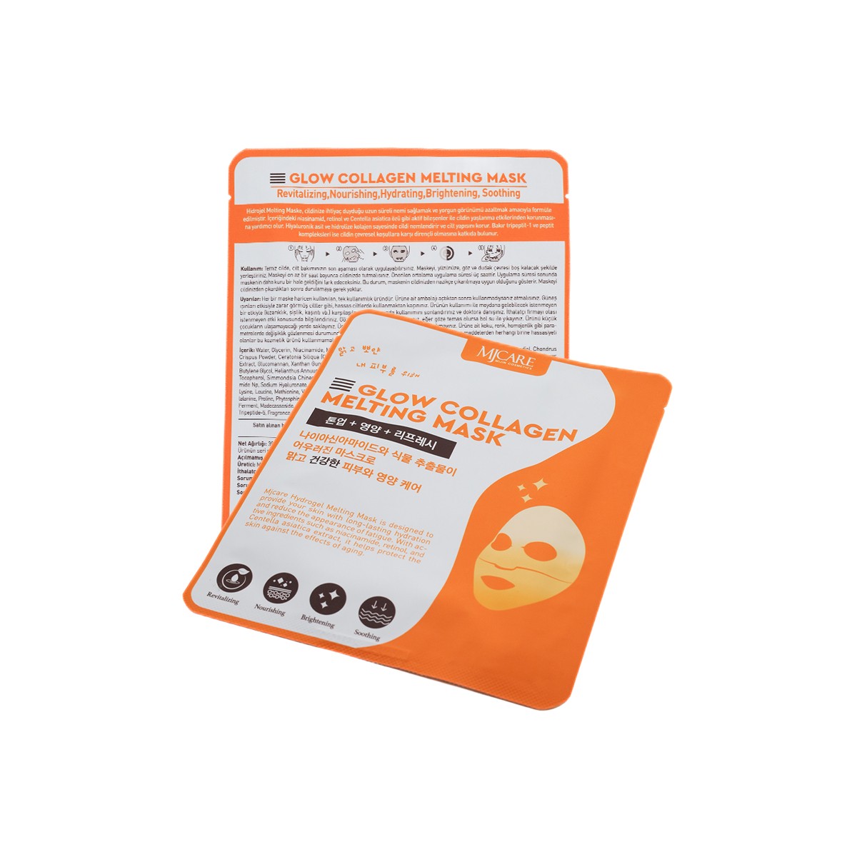 Mjcare Glow Collagen Melting Mask - Hydrojel Şeffaflaşan Eriyen Maske 2'li