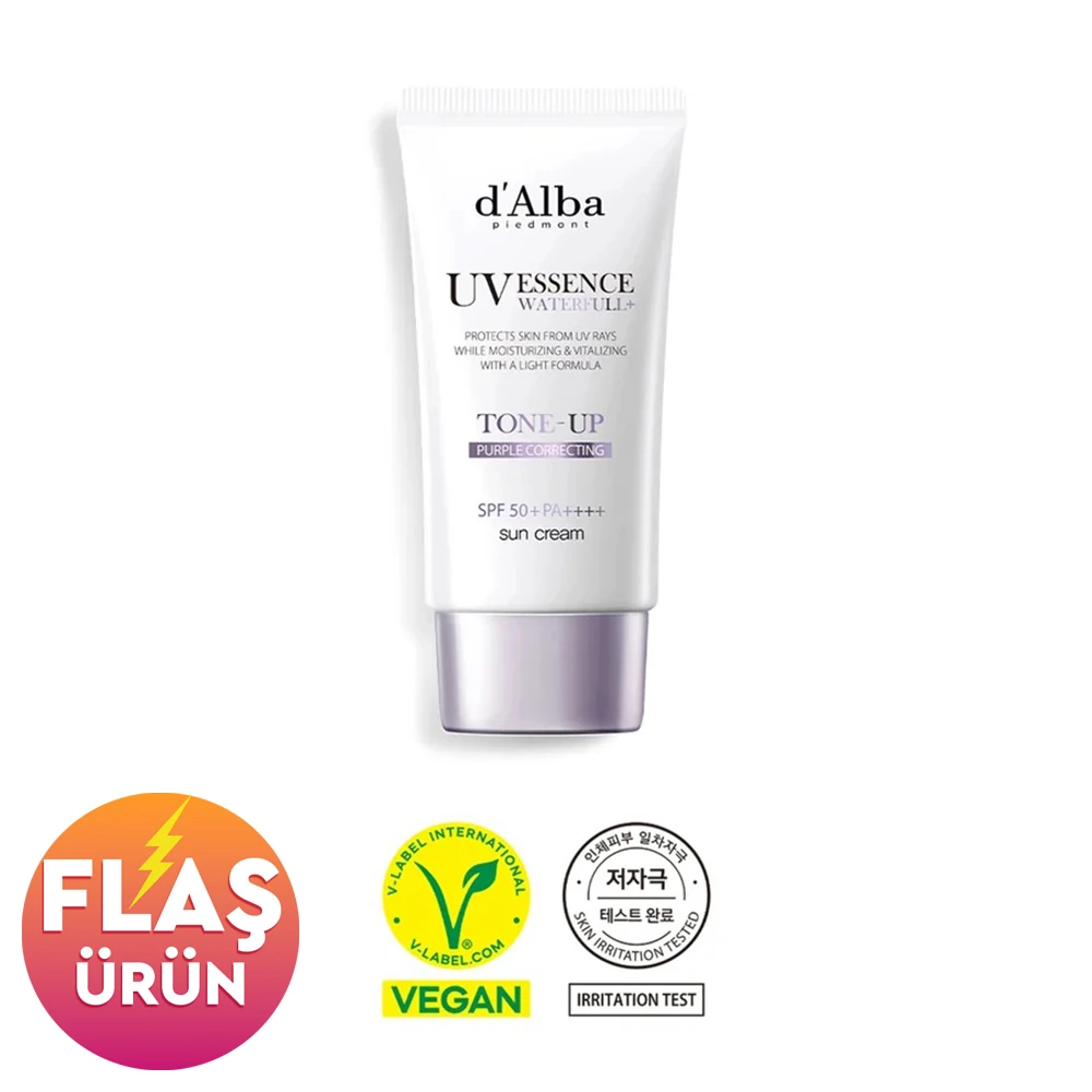 d’Alba UV Waterfull Tone up Purple Sun Cream 50ml SPF 50+ PA++++ - Mor Renkli Dengeleyici Güneş Koruyucu Krem