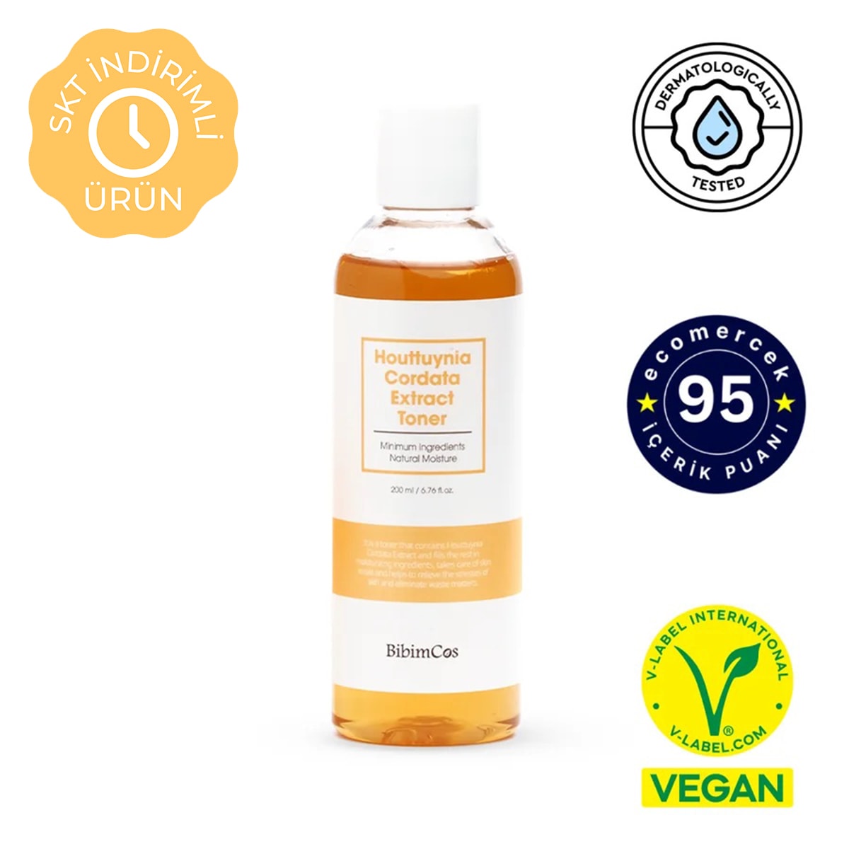 Bibimcos Houttuynia Cordata Extract Toner 200ml - Houttuynia Cordata Ekstreli Arındırıcı Tonik