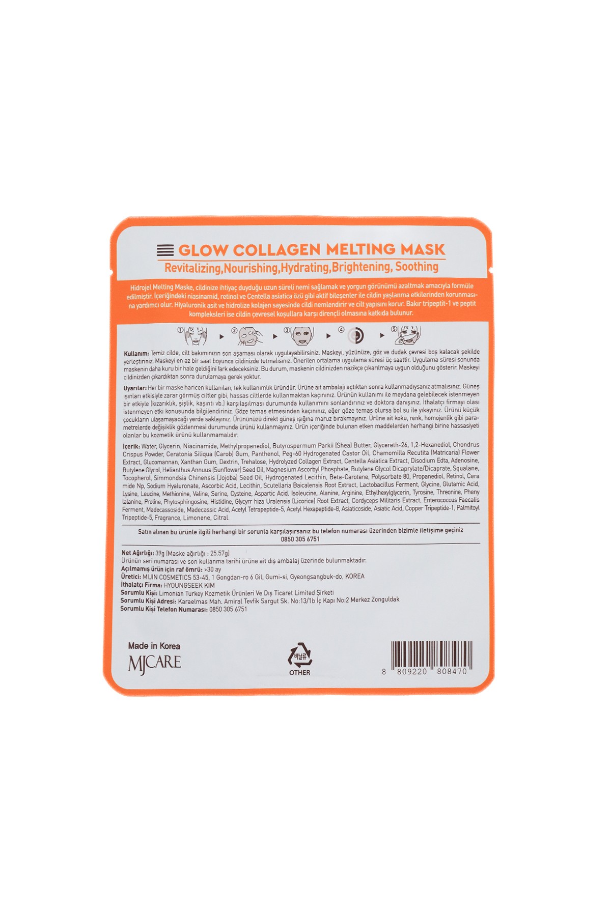 Mjcare Glow Collagen Melting Mask - Hydrojel Şeffaflaşan Eriyen Maske