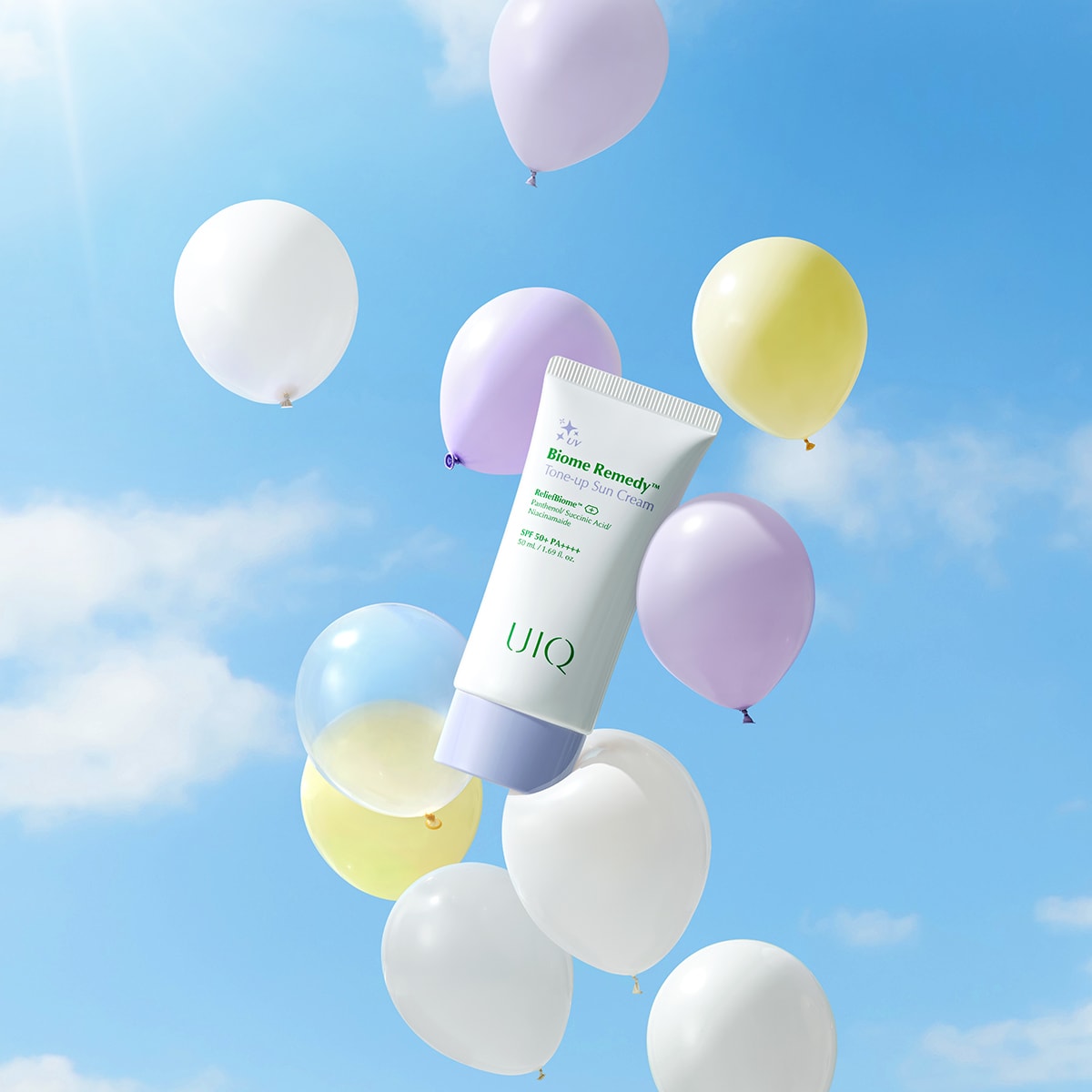 UIQ Biome Remedy™ Tone-up Sun Cream (Purple) 50ml SPF50+ ve PA++++ - Mor Renkli Tone-up Güneş Koruyucu