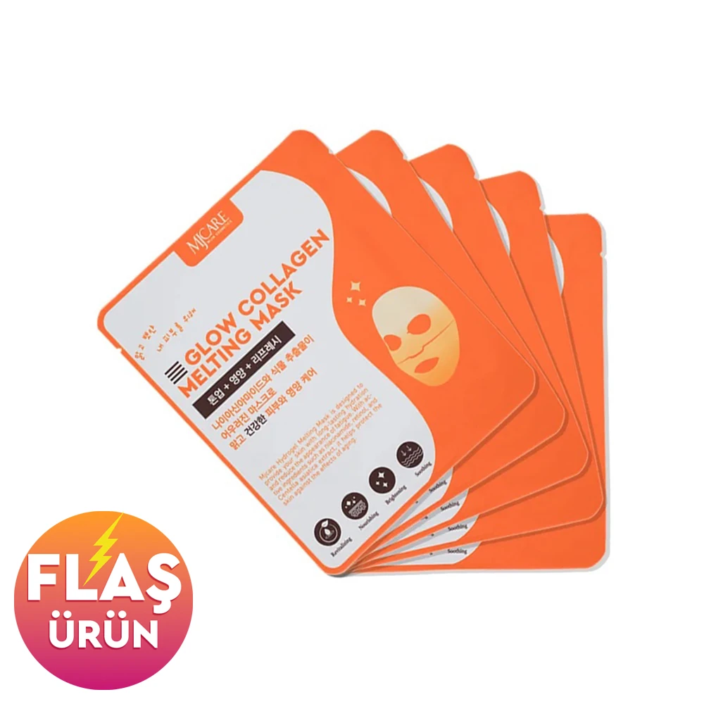 Mjcare Glow Collagen Melting Mask - Hydrojel Şeffaflaşan Eriyen Maske 5'li