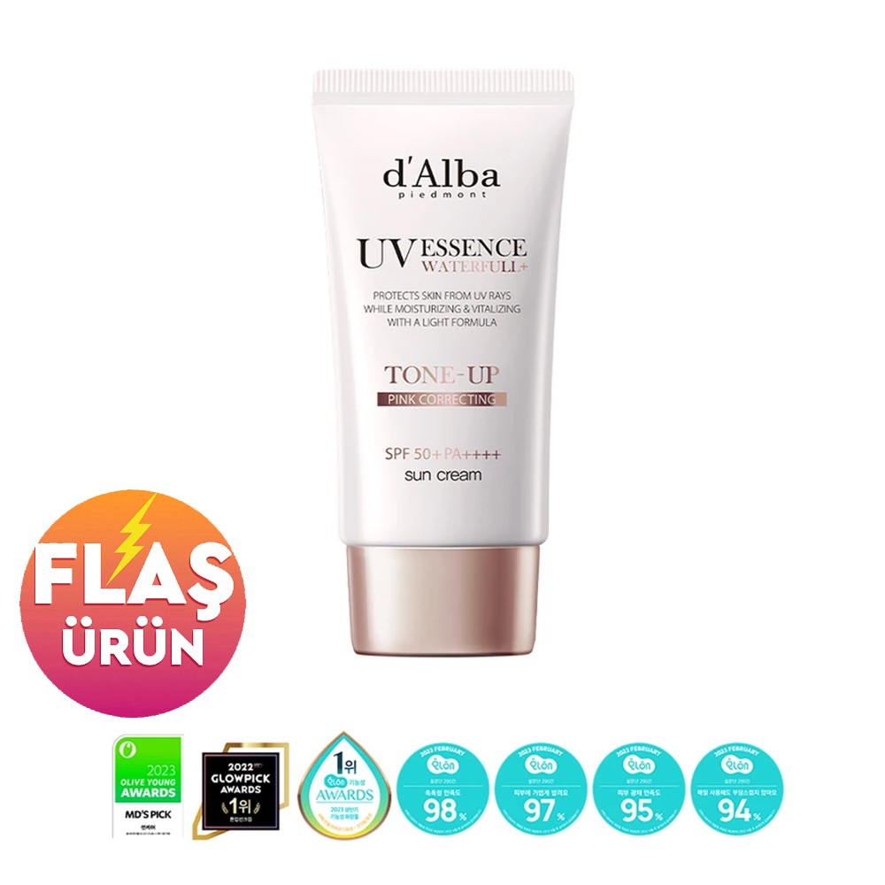 d'Alba Waterfull Essence Tone Up Sun Cream - SPF50+ PA++++ Aydınlatıcı ve Ton Eşitleyici Güneş Kremi 50ml