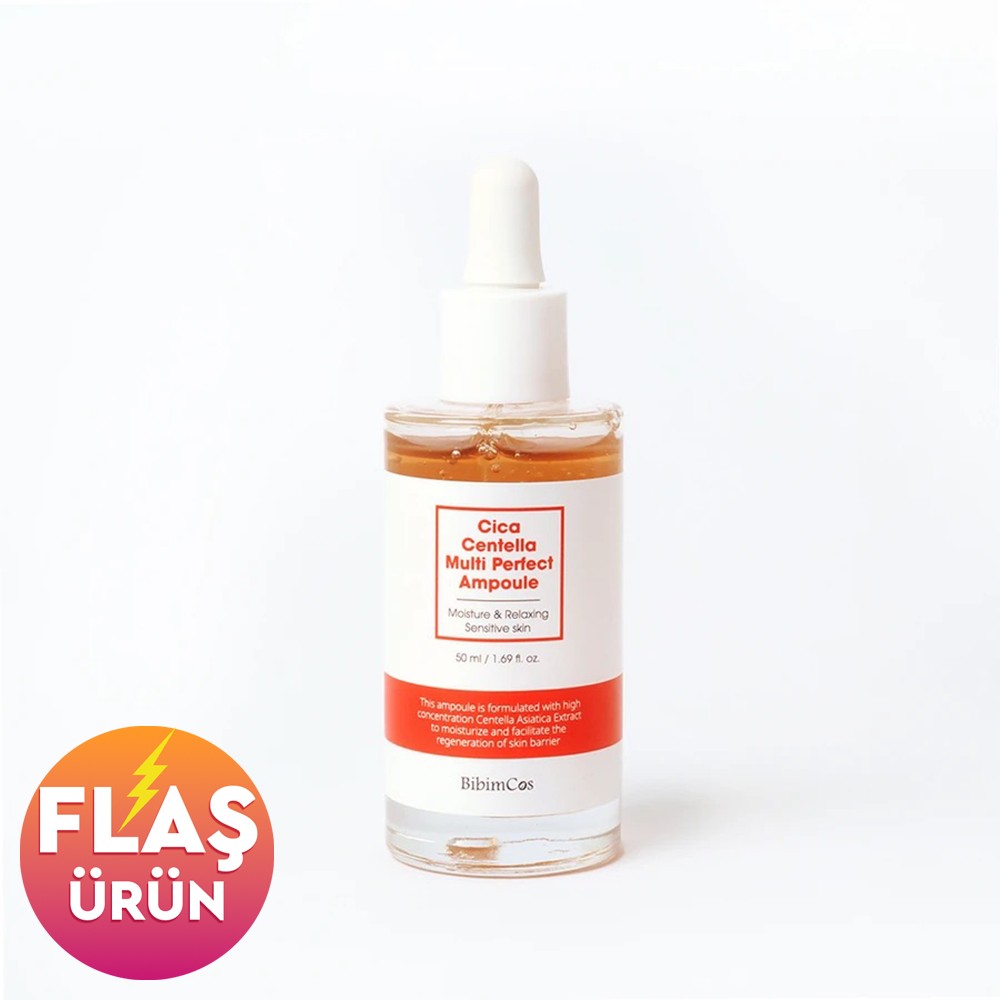 Bibimcos Cica Centella Multi Perfect Ampoule 50ml - Cilt Yatıştırıcı ve Nemlendirici Serum