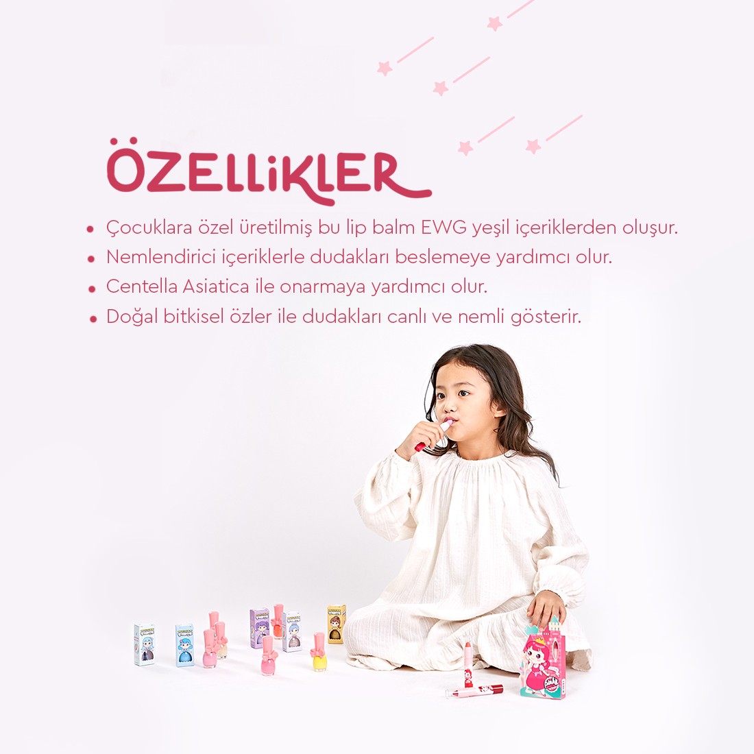 Pinky Cosmetic I'm Pinky Kids Lip Crayon Cutie Pink - Çocuklar İçin Dudak Balmı