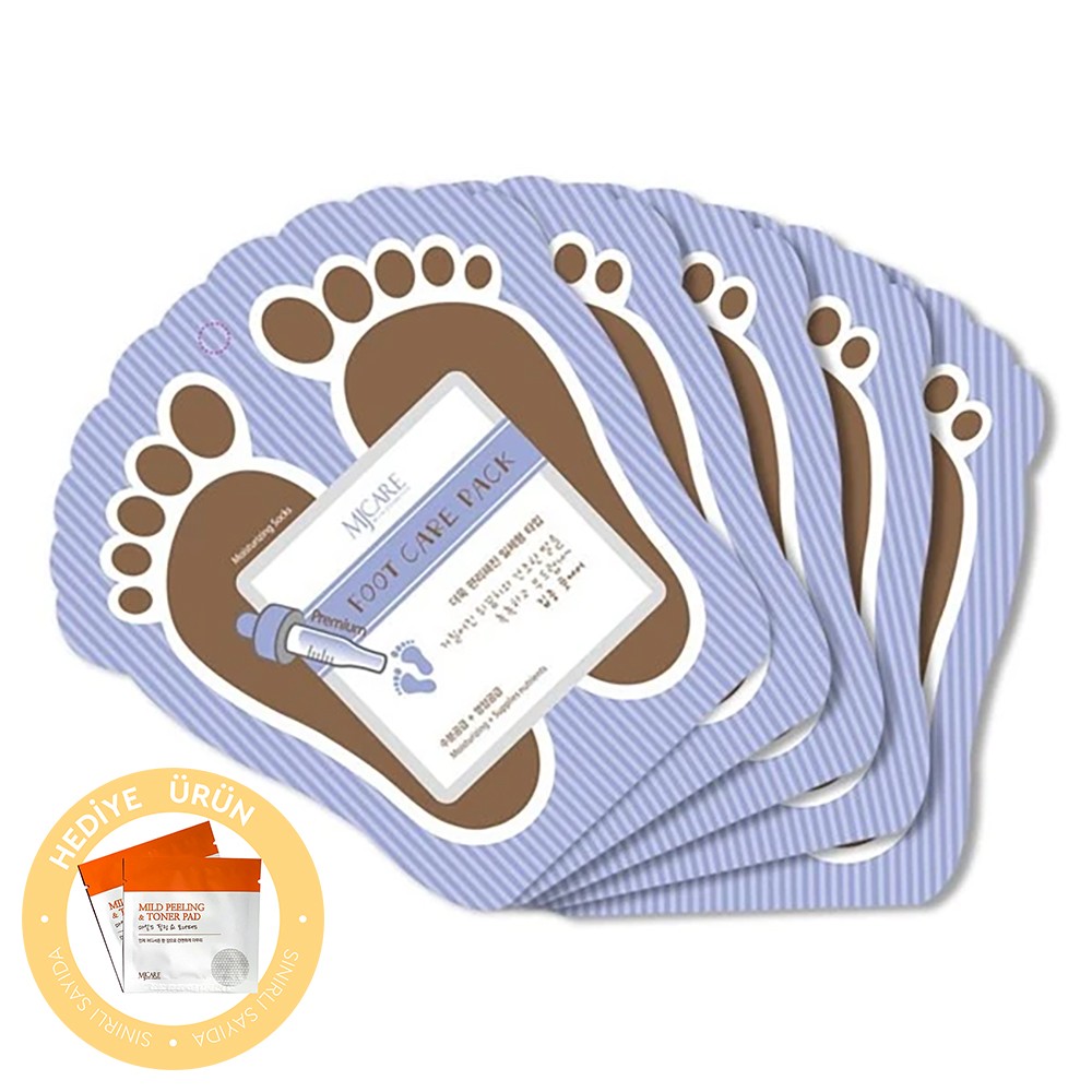 Mjcare Premium Foot Care Pack - Nemlendirici Çorap Tipi Ayak Bakım Maskesi 5'li