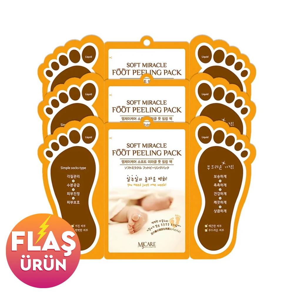 Mjcare Miracle Foot Peeling Pack - Mjcare Çorap Tipi Ayak Peeling Maskesi 3'lü