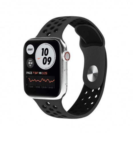 Spor Band Kordon 42-44-45-46-49 mm ( Siyah - Siyah Delikli )