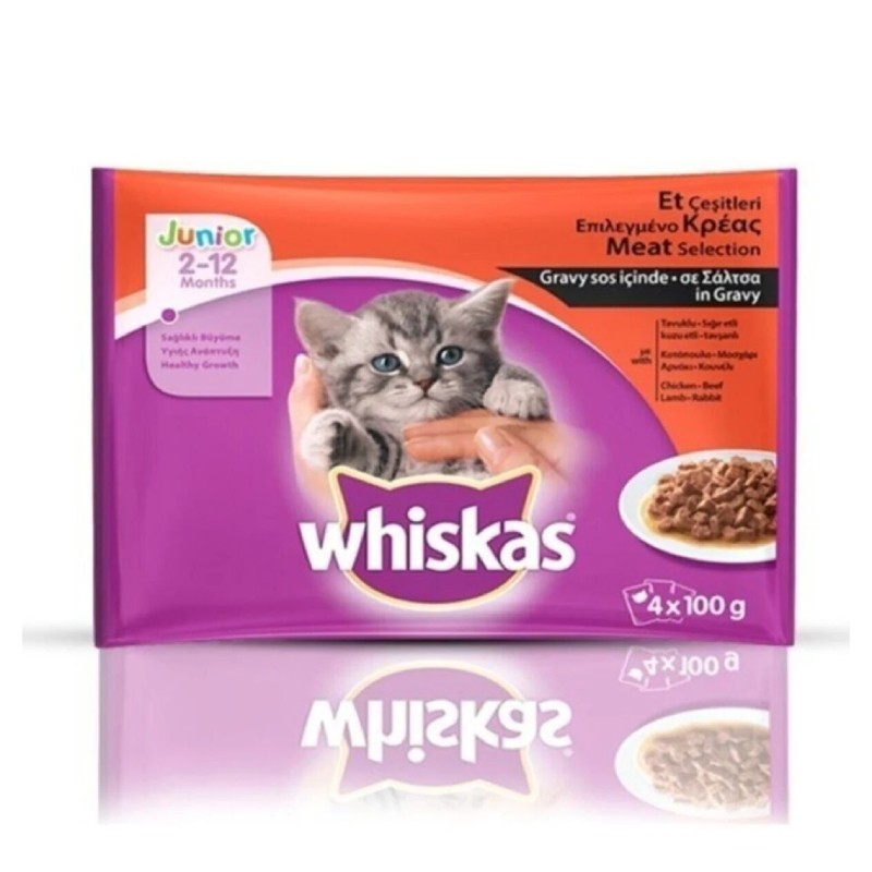 Whiskas Pouch Junior 4'lü Paket Et Çeşitli