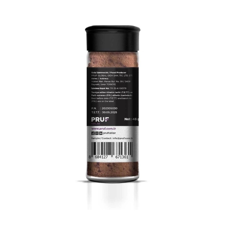 Pruf Fragrant Barbekü Çeşnisi / Fragrant Bbq Seasoning 45gr. Sağlıklı Cam Şişe